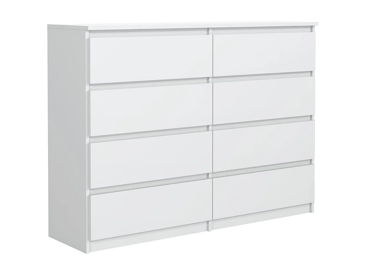 MebLocker 8-ladekast Wit 120 cm - Minimalistisch ontwerp - 120 x 39 x 78,5 cm - Ruime opbergkast voor slaapkamer, woonkamer of kantoor