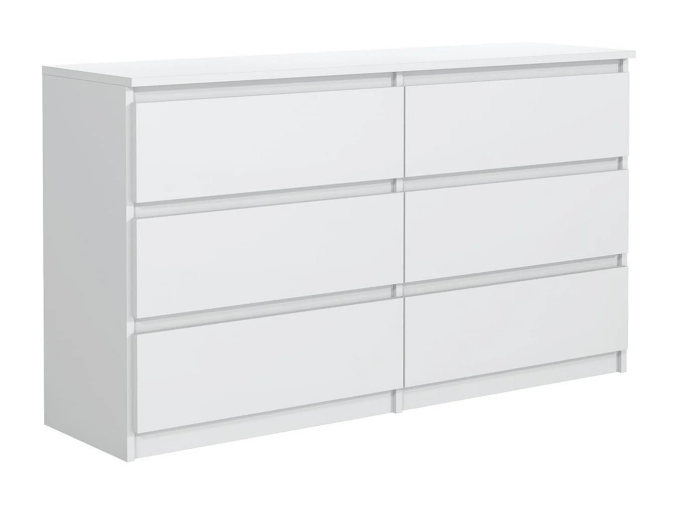 MebLocker Cajonera del dormitorio 6 cajones blancos 138,5x78,5x39 cm - Armario del salón - Cómoda de entrada alta - Armario de almacenamiento del dormitorio