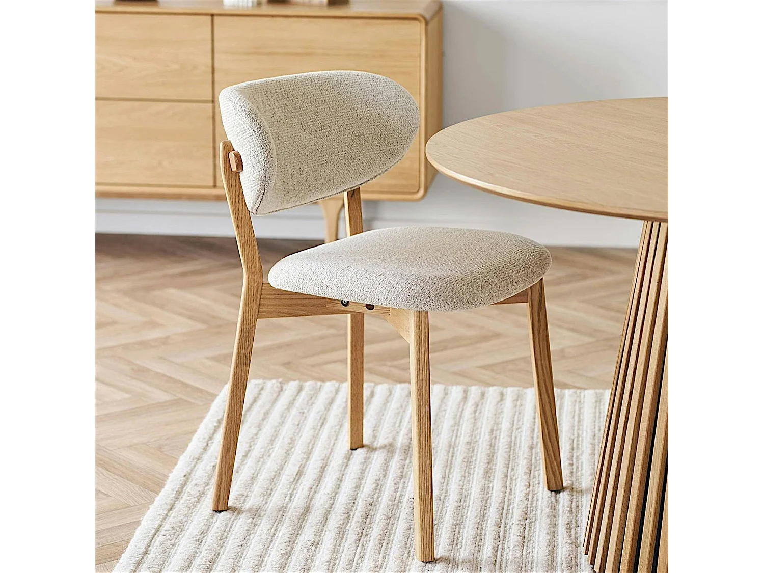 Chaise bois et tissu beige (lot de 2) AMSTERDAM
