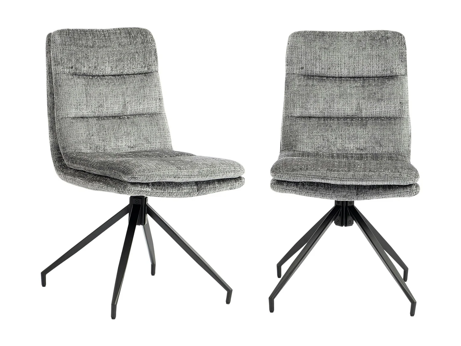 Chaise pivotante grise en tissu doux texturé (x2) PALERME