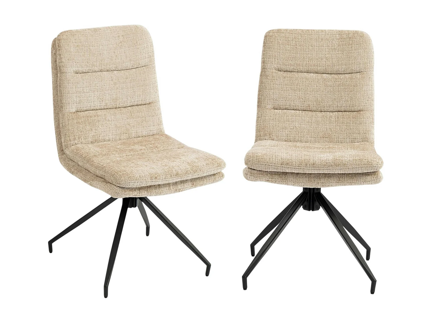 Chaise pivotante beige en tissu doux texturé (x2) PALERME