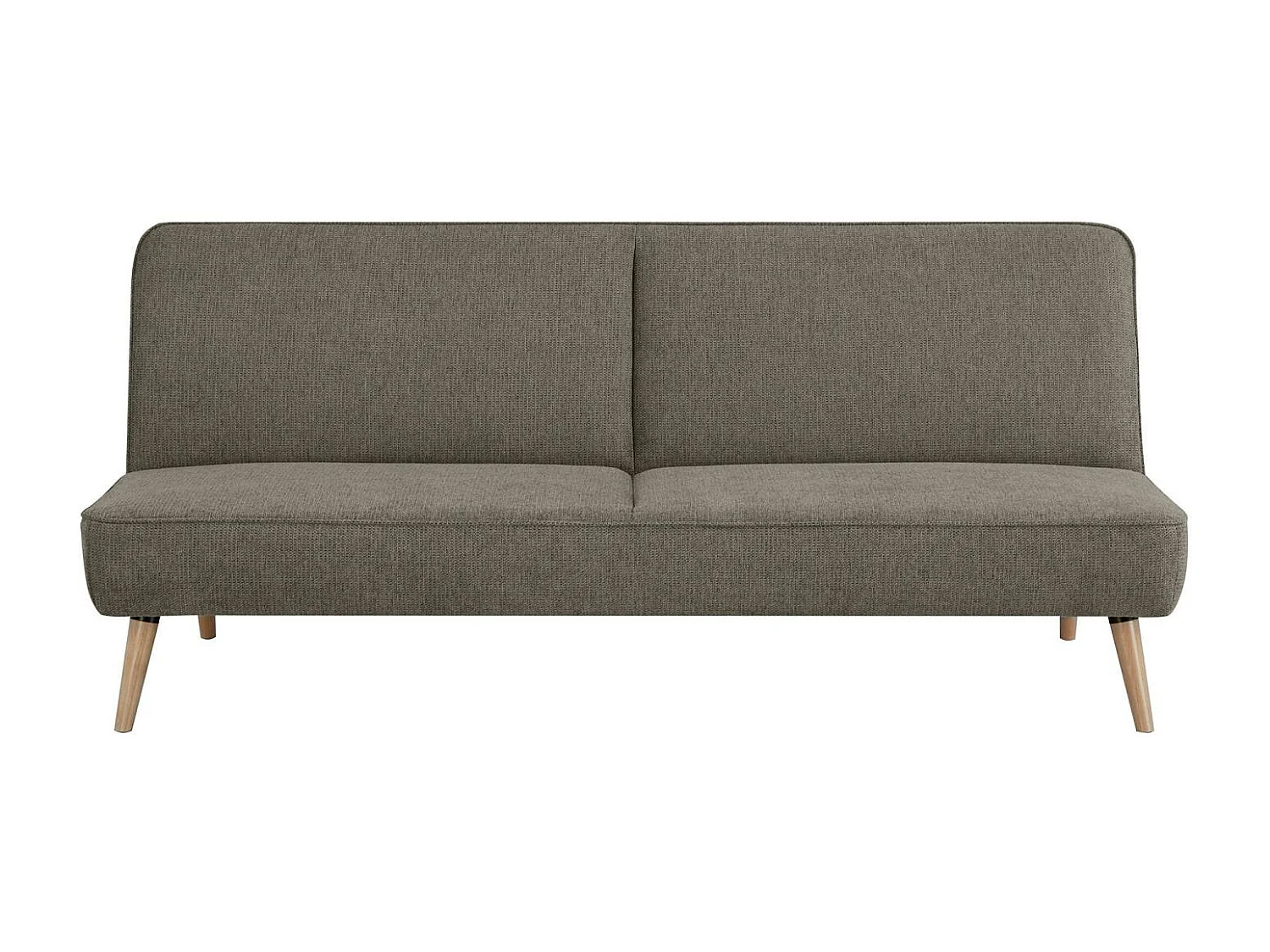 Canapé-lit 2 places en tissu marron et pieds bois HARDEN