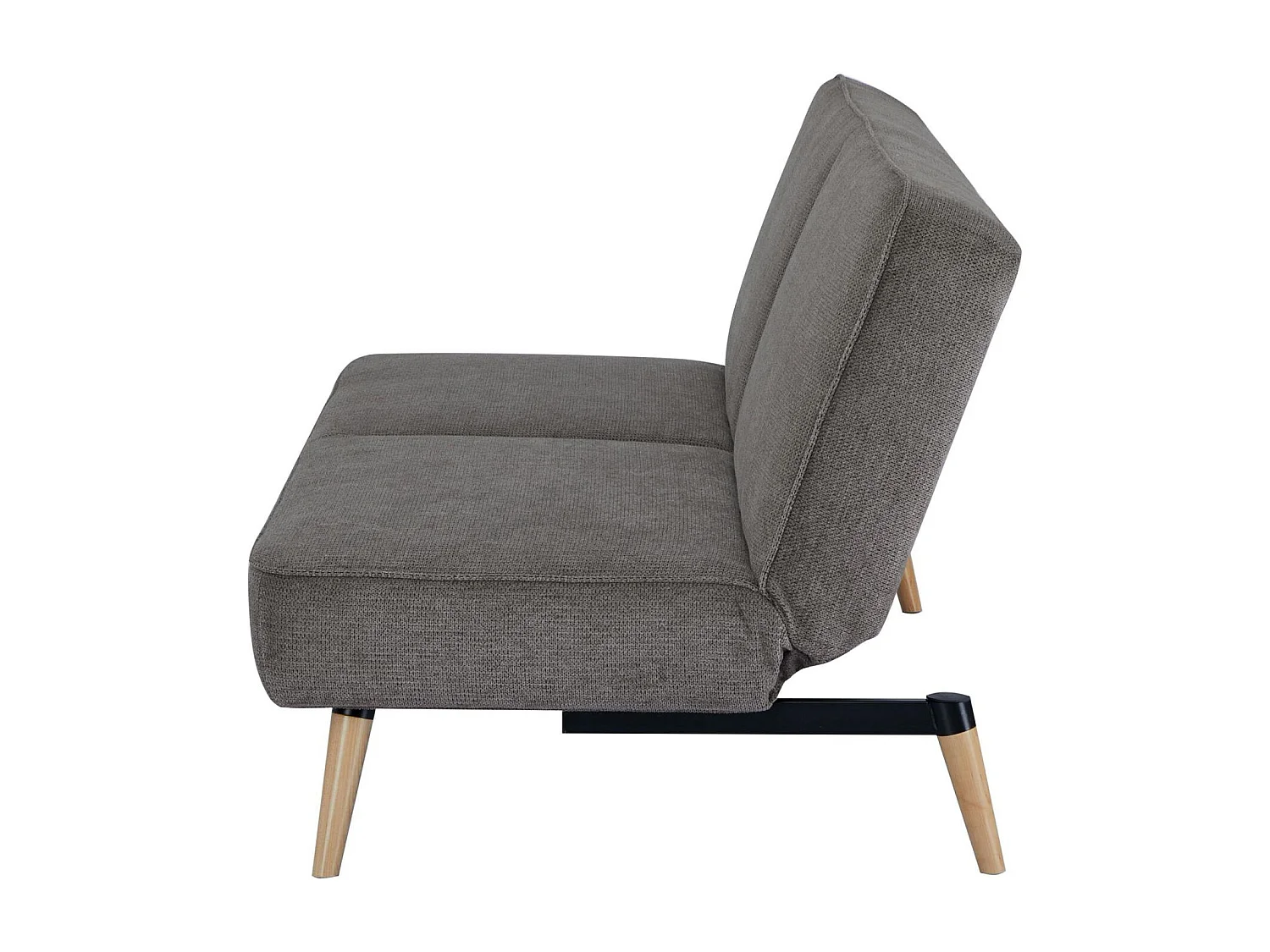 Canapé-lit 2 places en tissu marron et pieds bois HARDEN