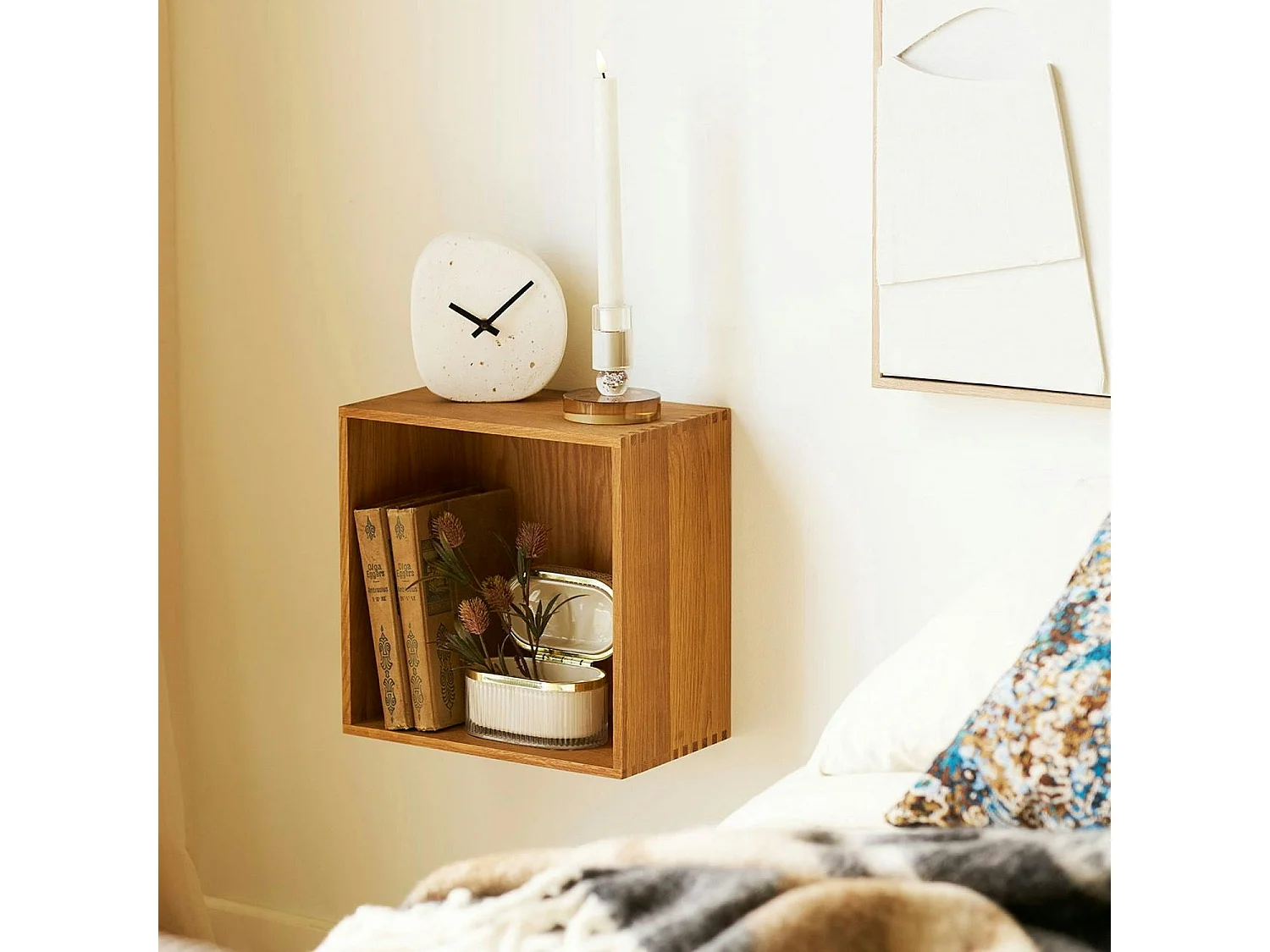 Etagère cube murale en bois de chêne 30 cm VARDE