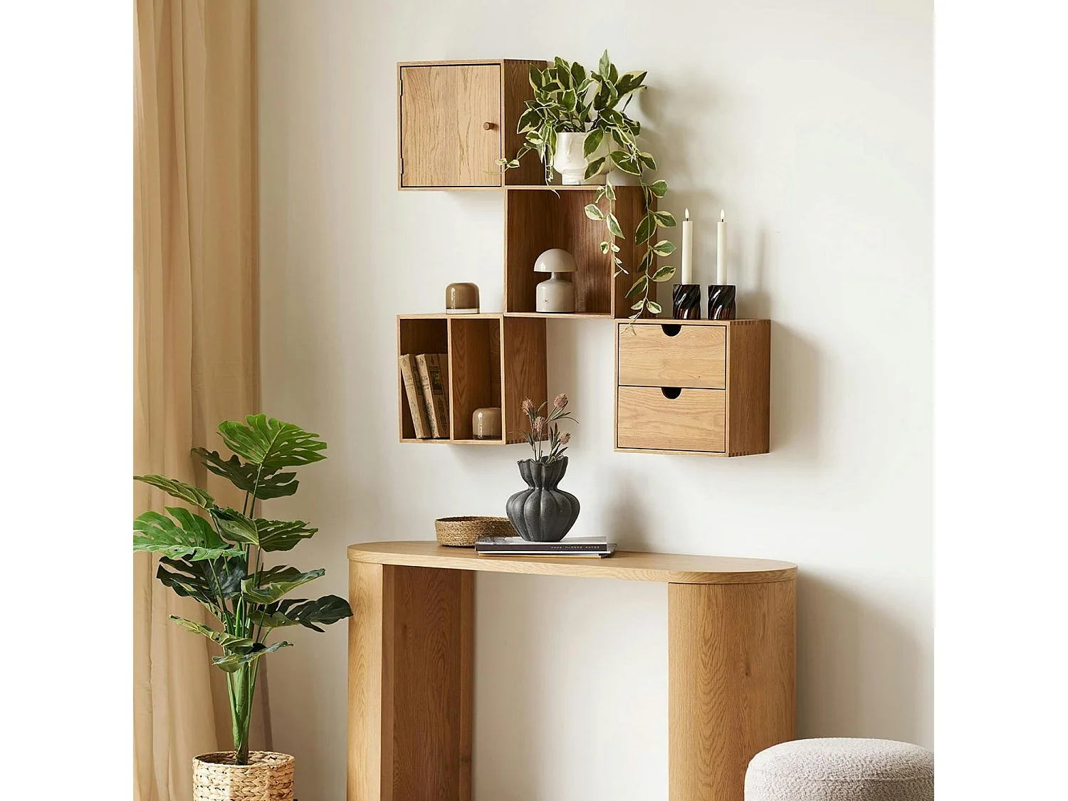 Etagère cube murale en bois de chêne 30 cm VARDE
