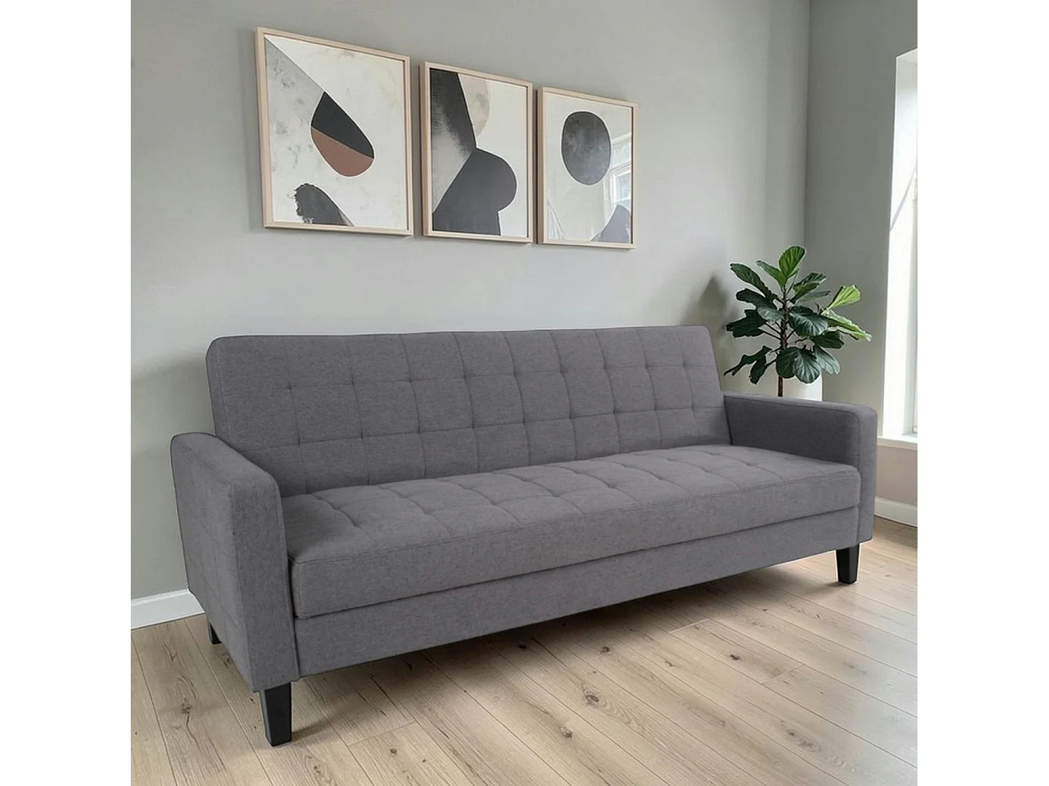 Canapé-lit 3 places gris foncé avec rangement NARVIK