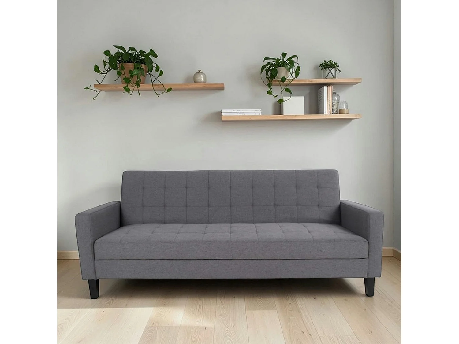 Canapé-lit 3 places gris foncé avec rangement NARVIK