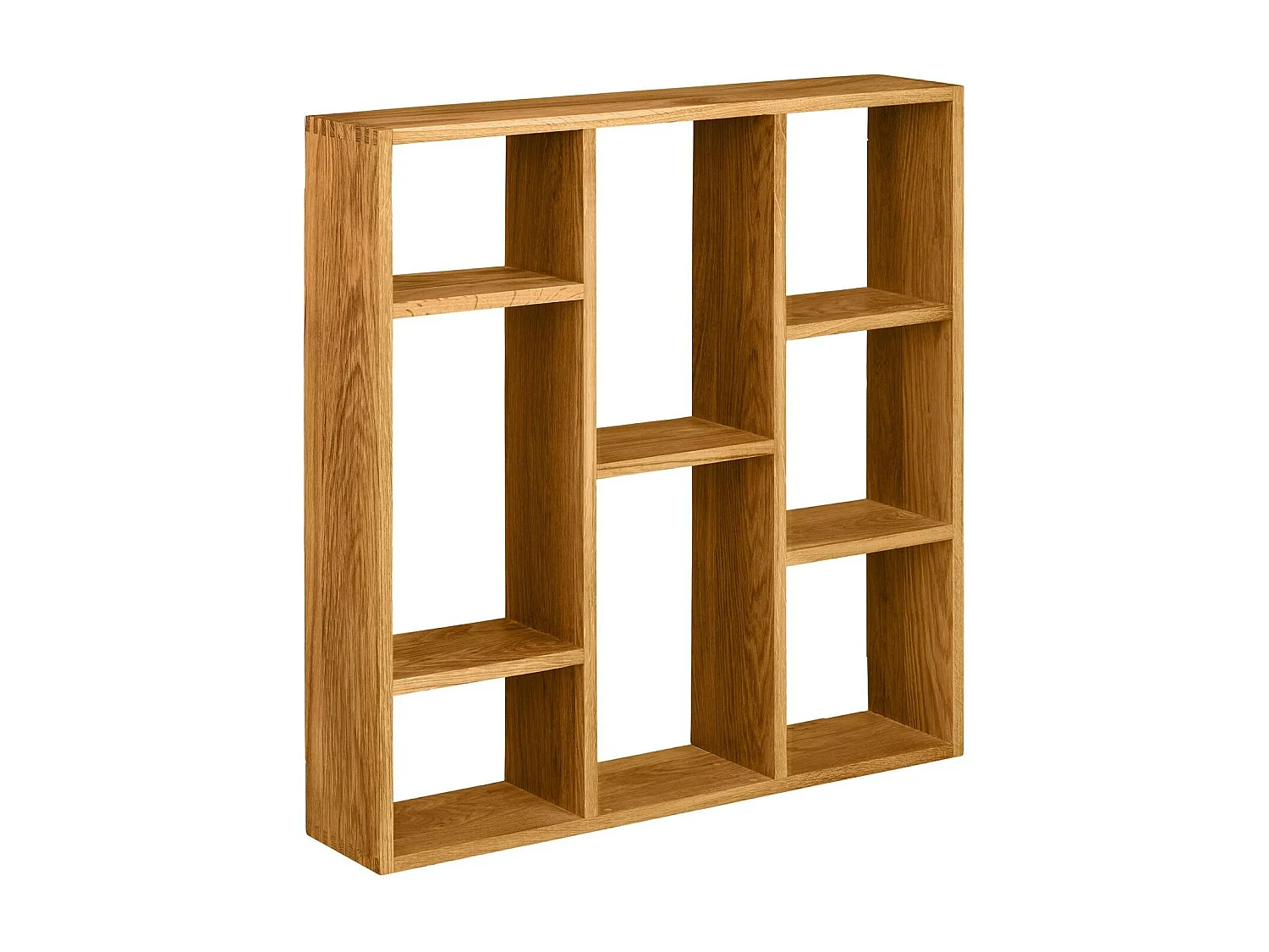 Etagère murale décorative en bois de chêne clair 8 niches VARDE