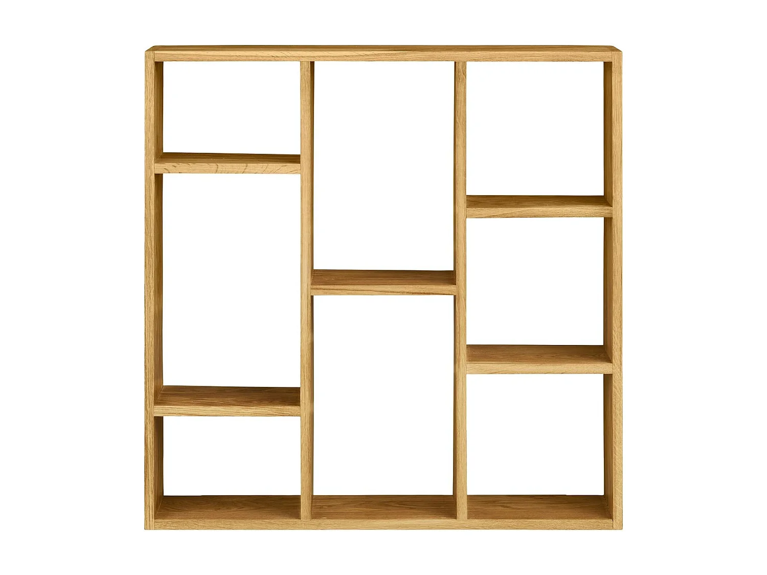 Etagère murale décorative en bois de chêne clair 8 niches VARDE