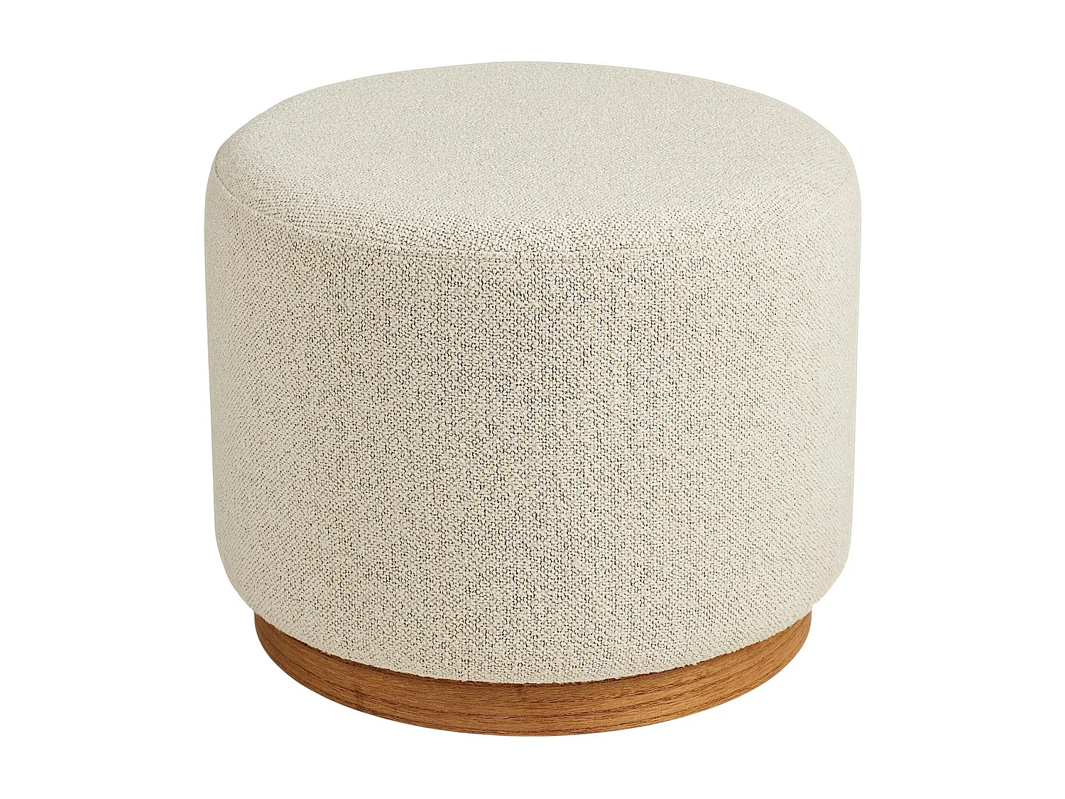 Pouf rond bouclette sable et bois clair BERLIN