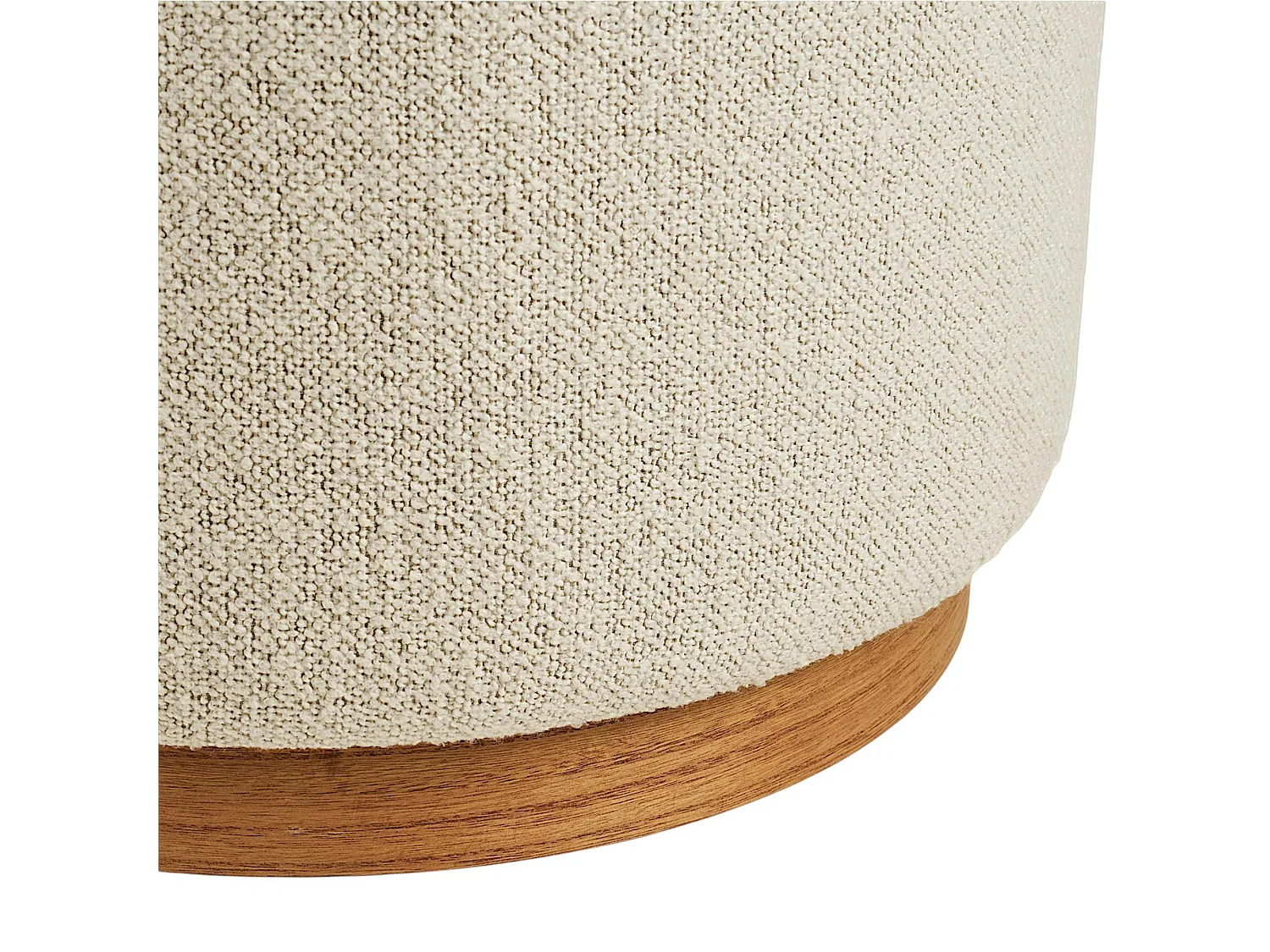 Pouf rond bouclette sable et bois clair BERLIN