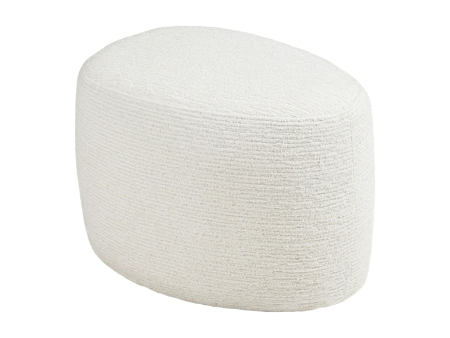 Pouf blanc tissu chenille forme organique 55 cm BERLIN
