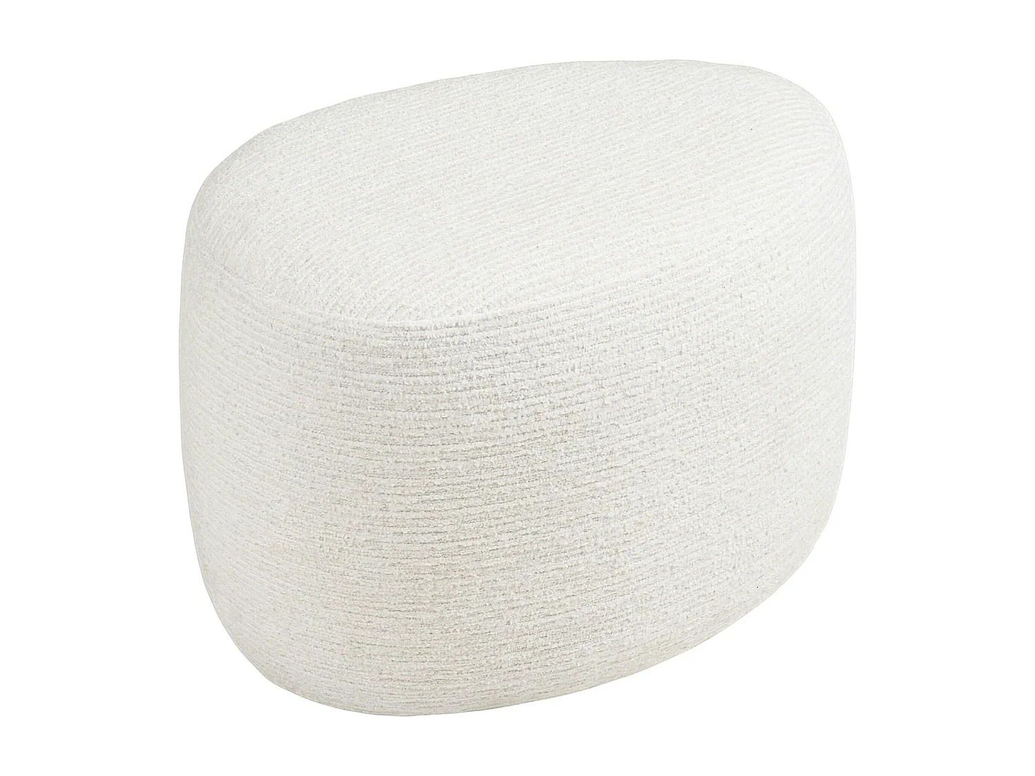 Pouf blanc tissu chenille forme organique 55 cm BERLIN