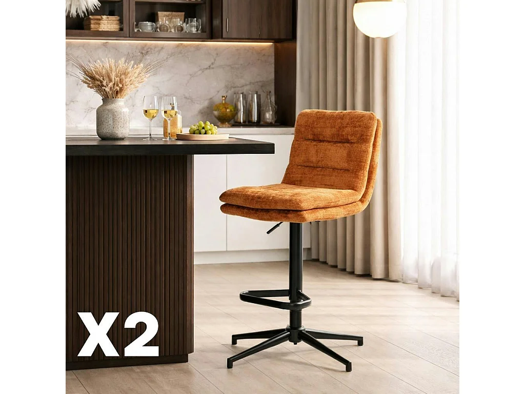 Chaise de bar rouille réglable en hauteur (x2) PALERME