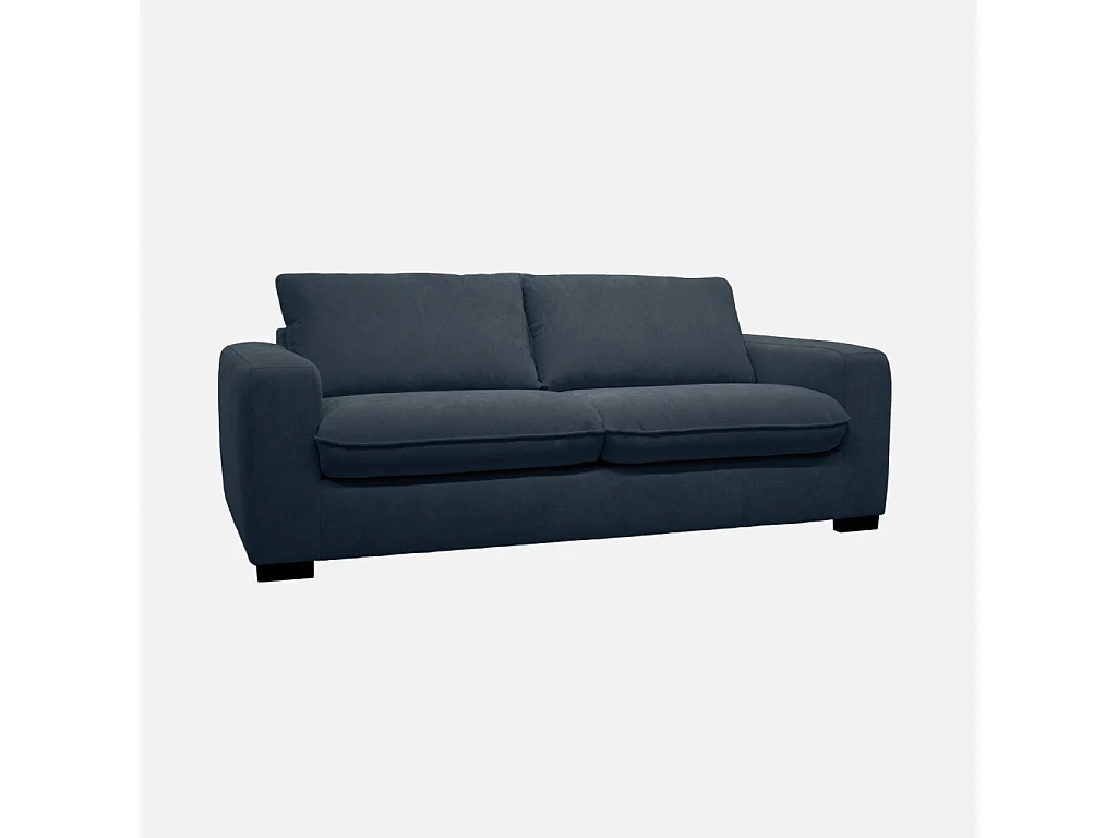 Canapé lit convertible 3 places tissu chenille bleu foncé avec matelas 10cm - Fabriqué en France - Nido