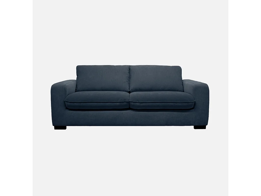 Canapé lit convertible 3 places tissu chenille bleu foncé avec matelas 10cm - Fabriqué en France - Nido