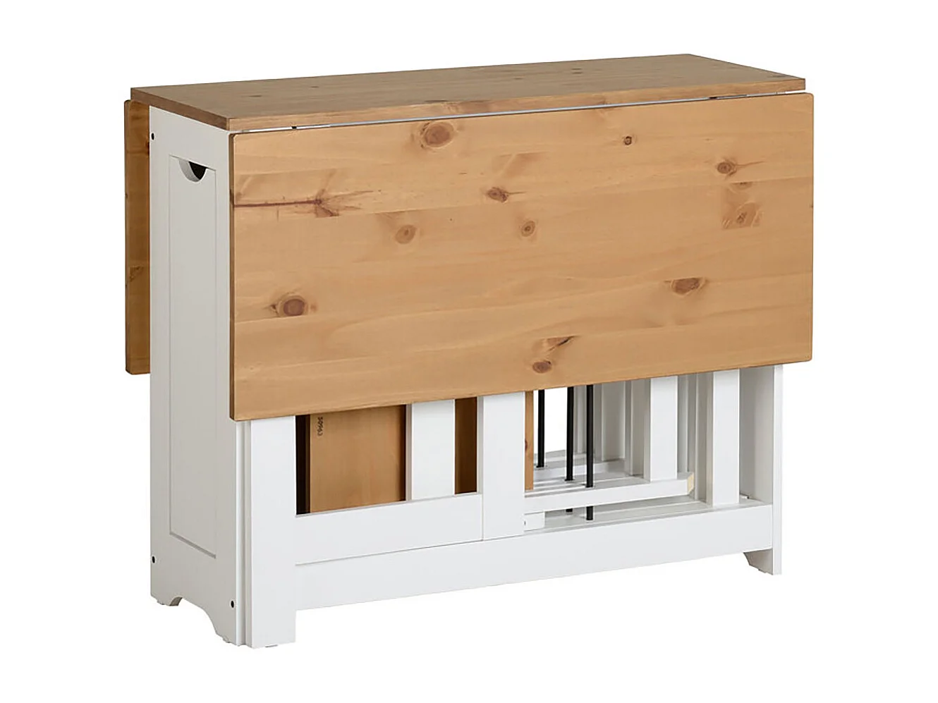 Ensemble table pliante avec rallonges coloris chêne et pieds en blancs + 4 chaises pliantes - Longueur 95 x Profondeur 34/115 x Hauteur 76 cm