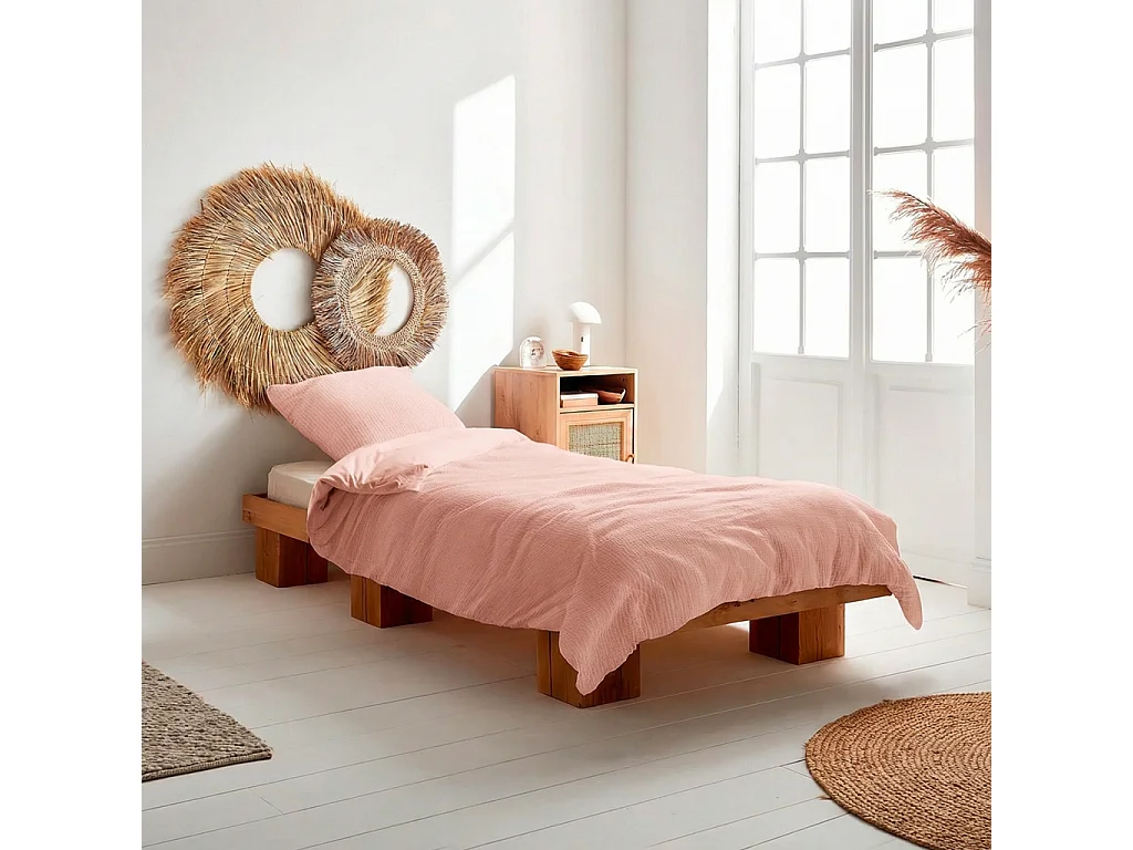 Ropa de funda nórdica de gasa de algodón melocotón