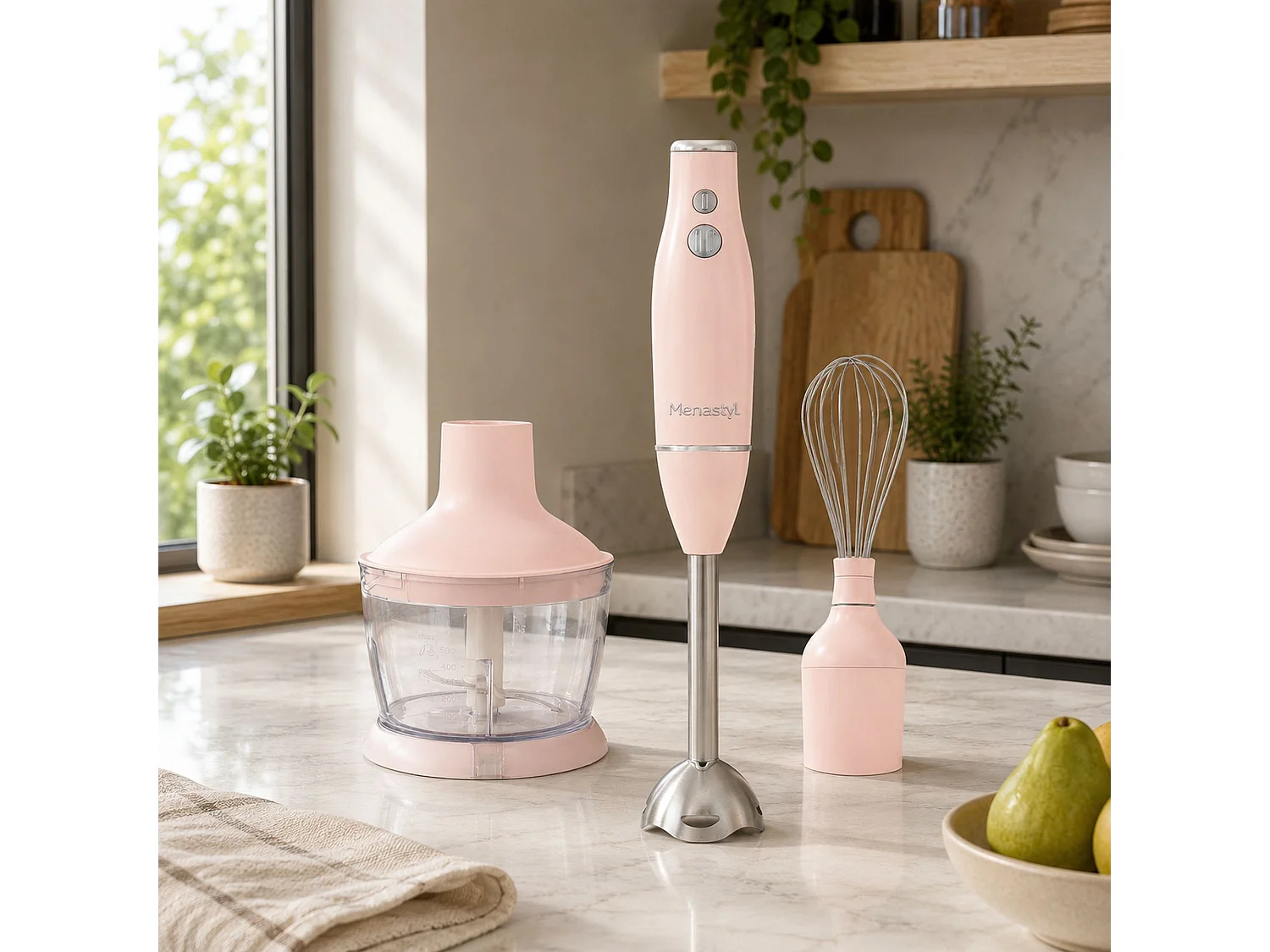 Menastyl - Mixeur Multifonction Retro En Plastique Rose