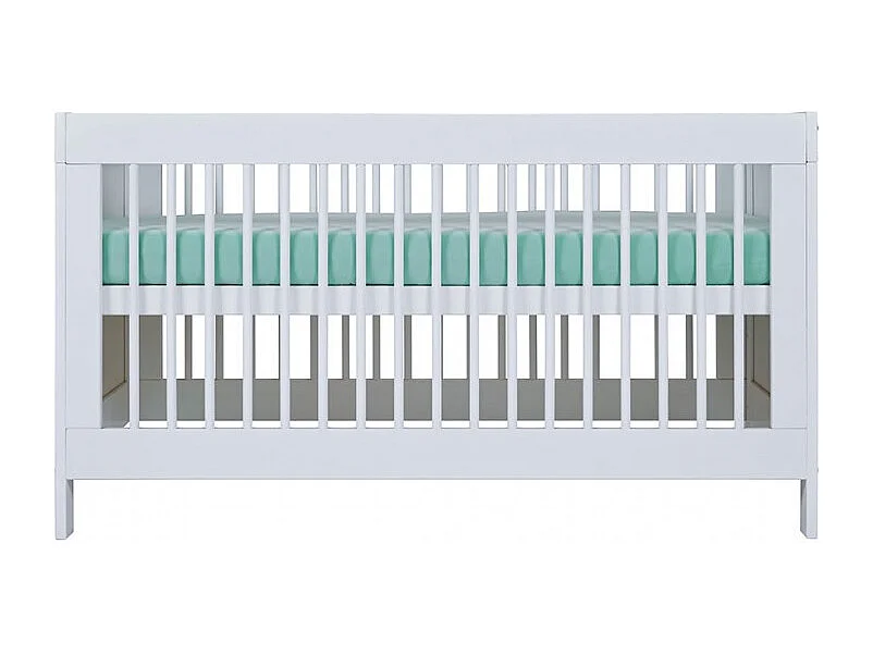 Lit pour enfant à Barreaux en bois avec Sommier à Lattes Réglable, coloris blanc - Longueur 143 x Profondeur 74,6 x Hauteur 80 cm