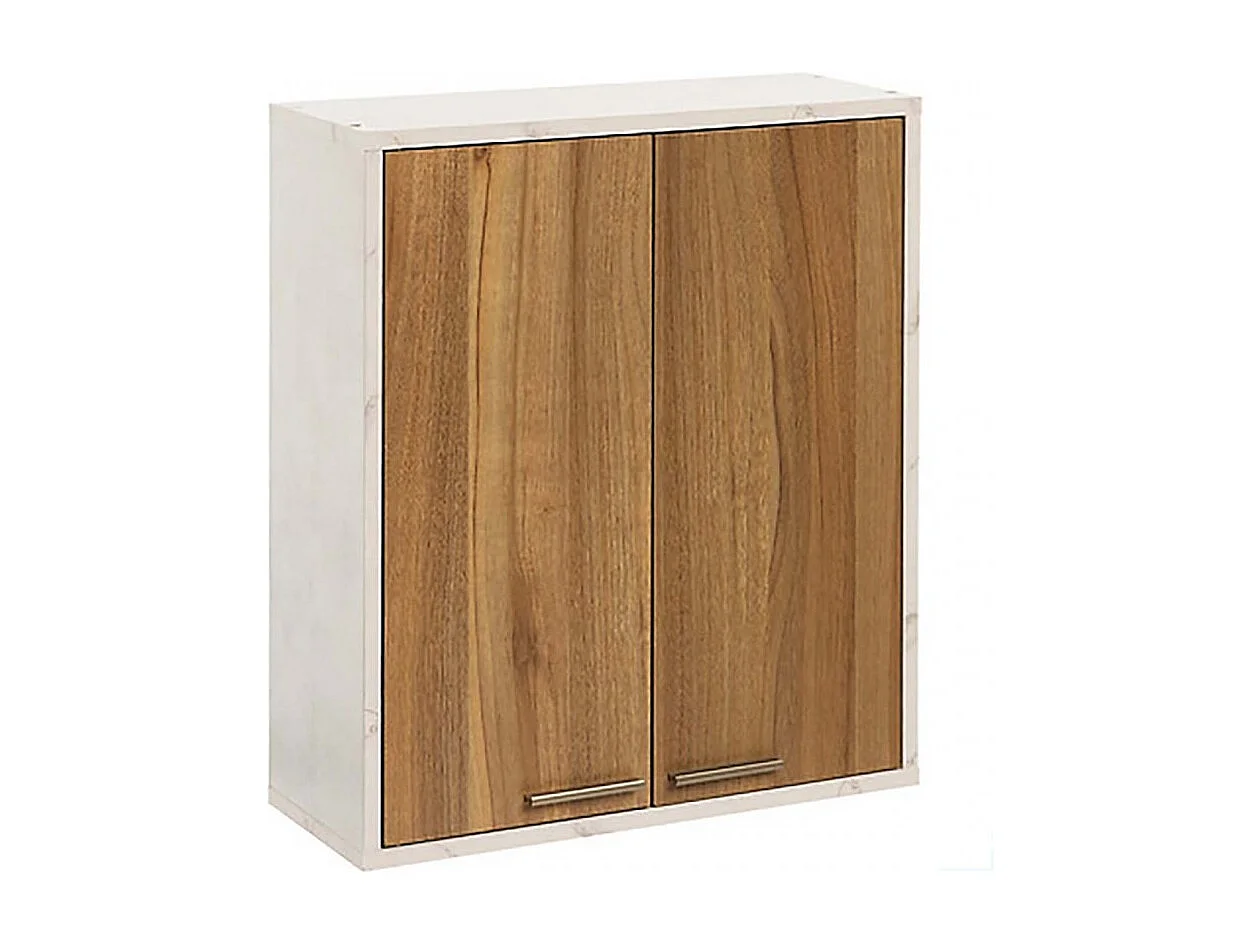 Meuble haut de Cuisine avec 2 Portes + 1 étagère amovible, coloris marron/blanc -  Longueur 52 x Profondeur 20 x Hauteur 59 cm