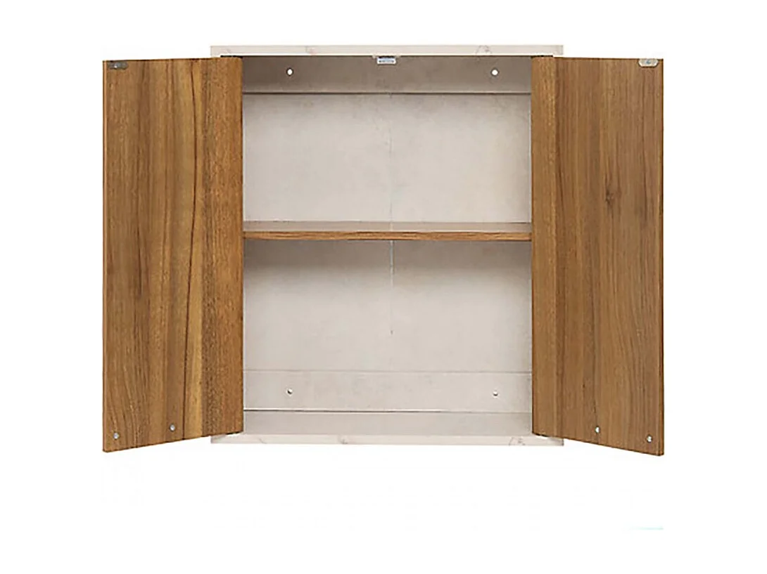 Meuble haut de Cuisine avec 2 Portes + 1 étagère amovible, coloris marron/blanc -  Longueur 52 x Profondeur 20 x Hauteur 59 cm