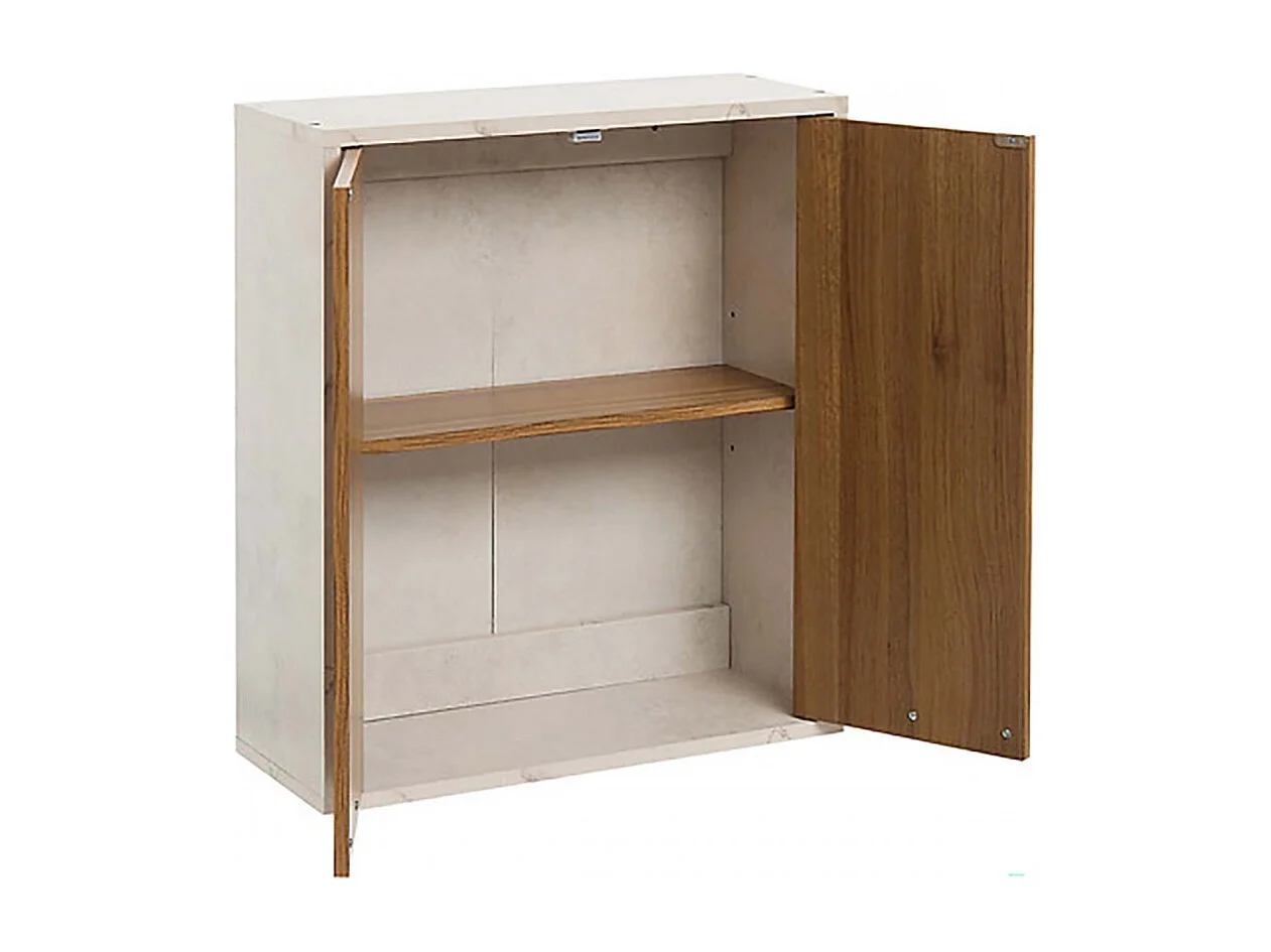 Meuble haut de Cuisine avec 2 Portes + 1 étagère amovible, coloris marron/blanc -  Longueur 52 x Profondeur 20 x Hauteur 59 cm