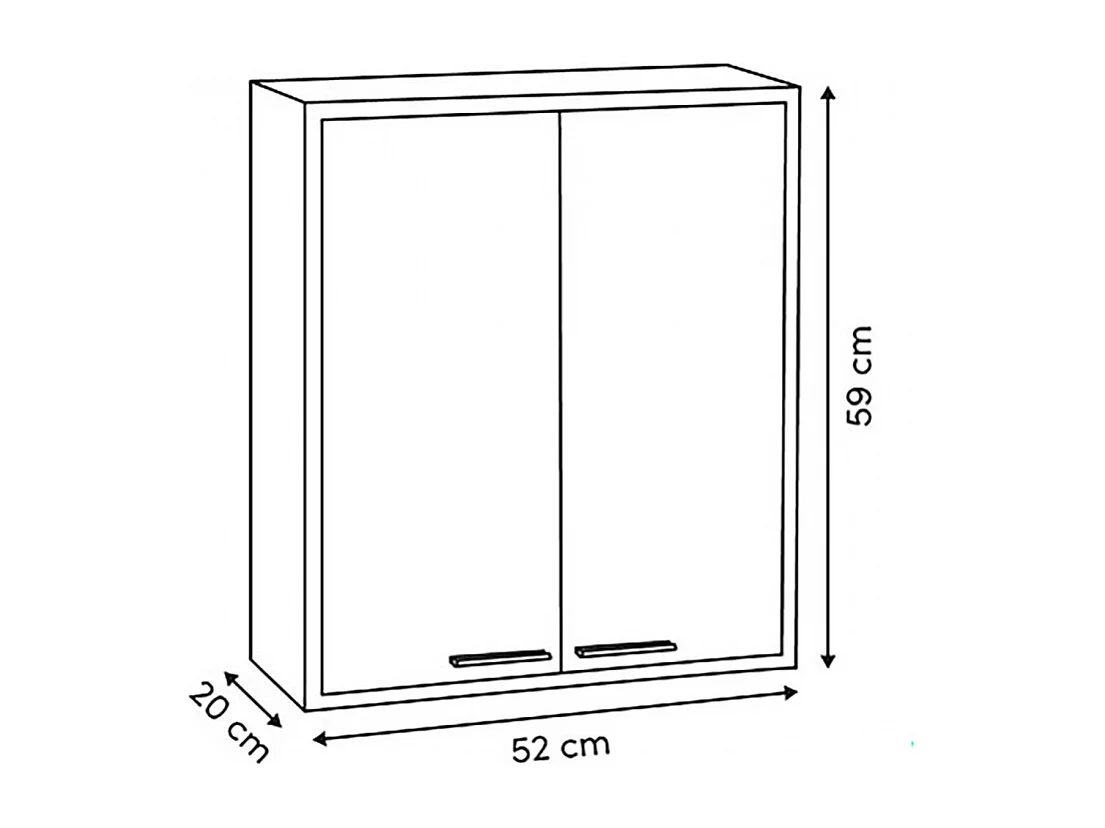 Meuble haut de Cuisine avec 2 Portes + 1 étagère amovible, coloris marron/blanc -  Longueur 52 x Profondeur 20 x Hauteur 59 cm