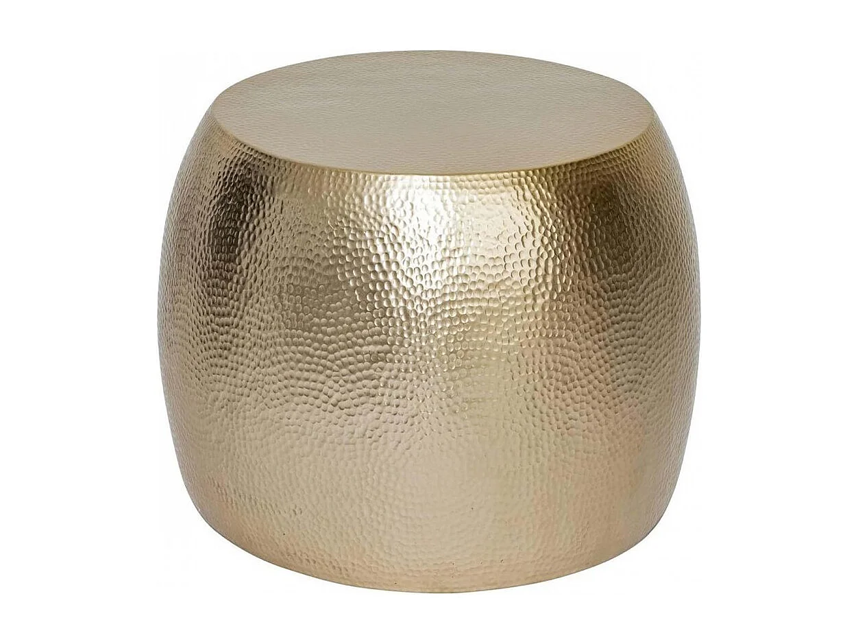 Lot de 2 tables basses gigognes rondes en métal doré martelé - Diamètre 70 x Hauteur 45 cm