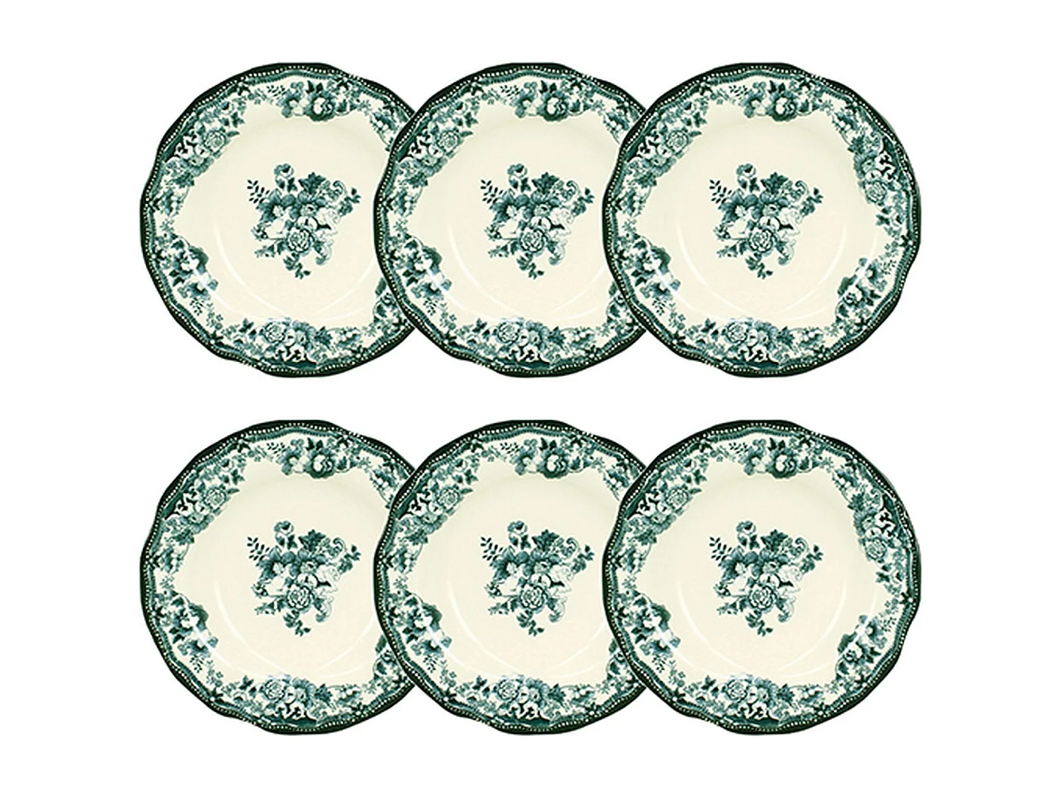 Novastyl - Lot 6 Assiettes Creuses Faustine 22cm En Grès Vert