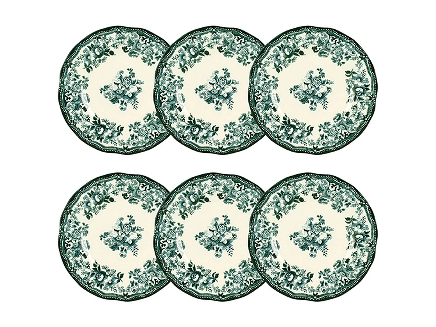 Novastyl - Lot 6 Assiettes à Dessert Faustine 20cm En Grès Vert