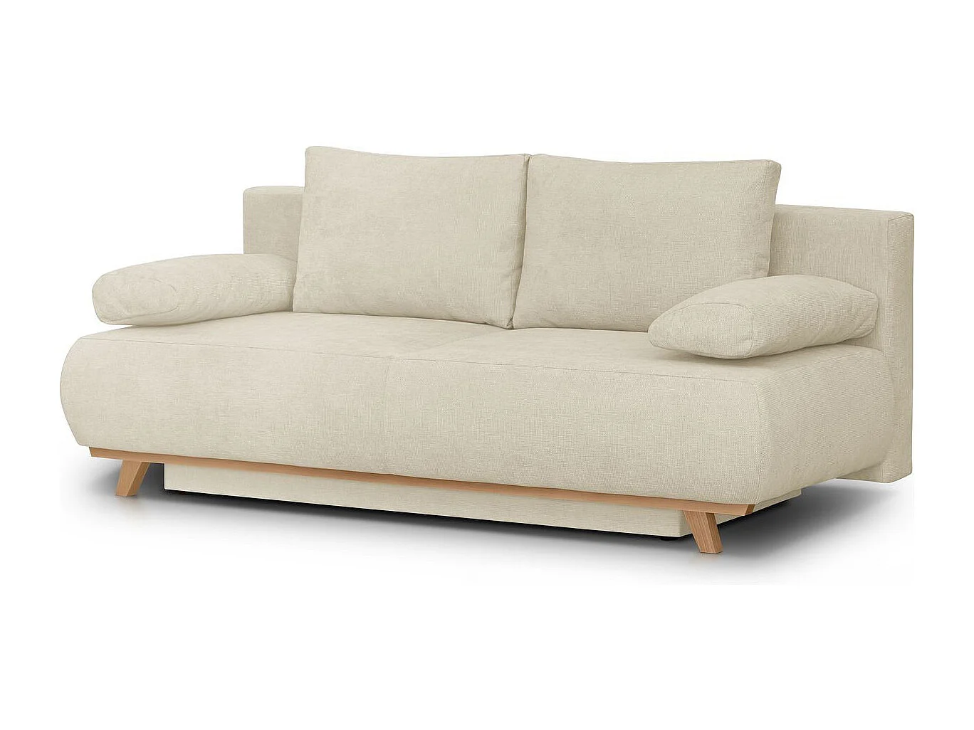 Canapé convertible 3 places avec coffre de rangement en tissu chenille beige foncé - Laria