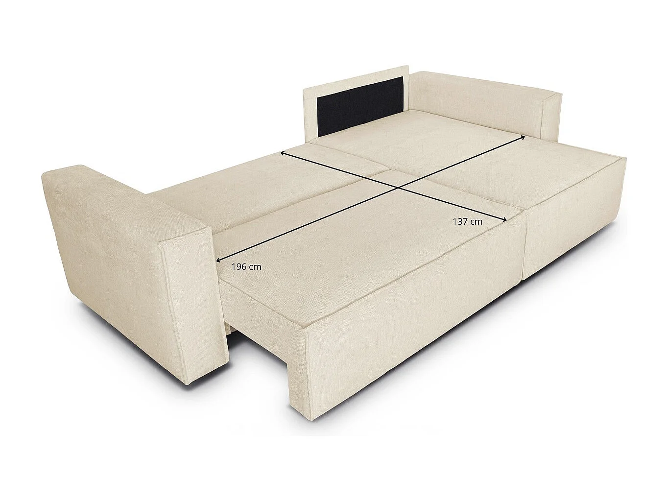 Canapé d'angle convertible réversible 4 places avec coffre de rangement en tissu chenille beige foncé - Livia