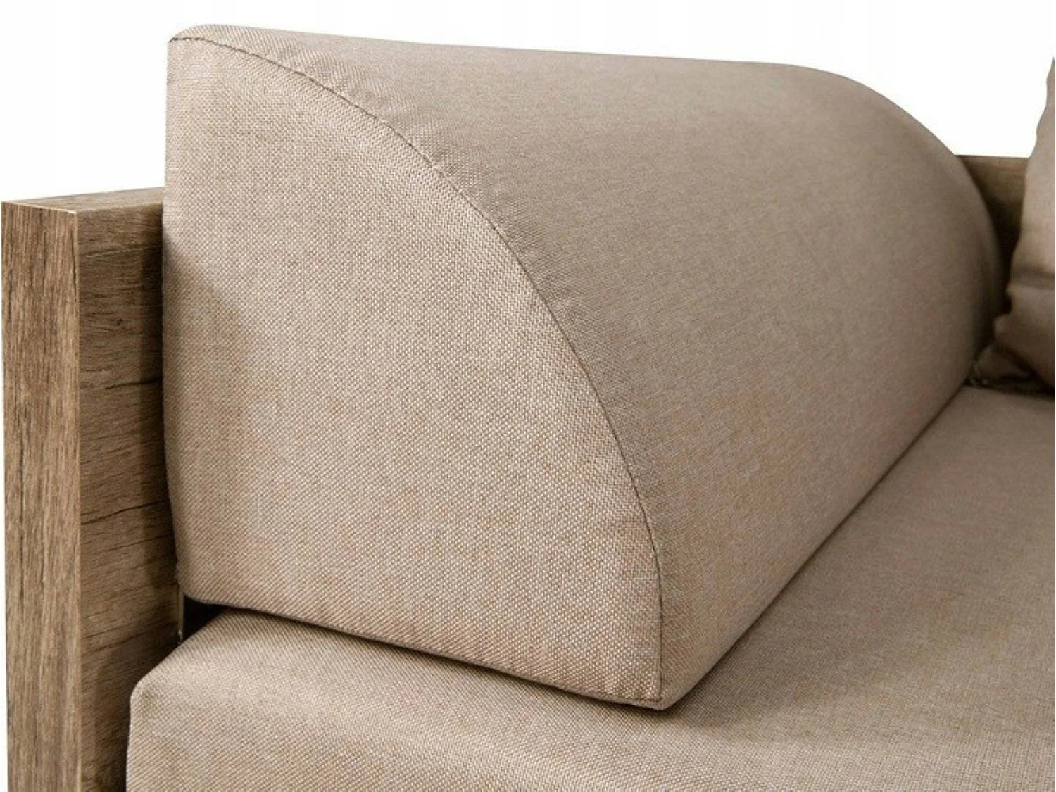 Lit Canapé pliant 80-160x200 coloris Chêne motif écriture avec matelas et 3 oreillers beiges - Longueur 202,5 ​​x Largeur 79-154 x Profondeur 60,5 cm