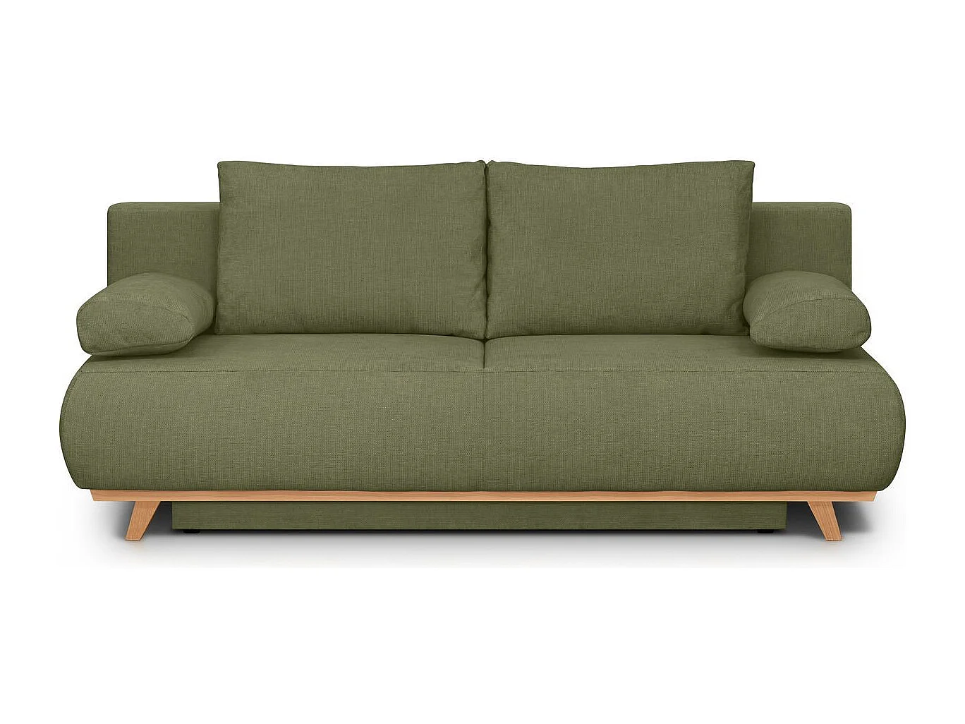 Canapé convertible 3 places avec coffre de rangement en tissu chenille vert olive - Laria