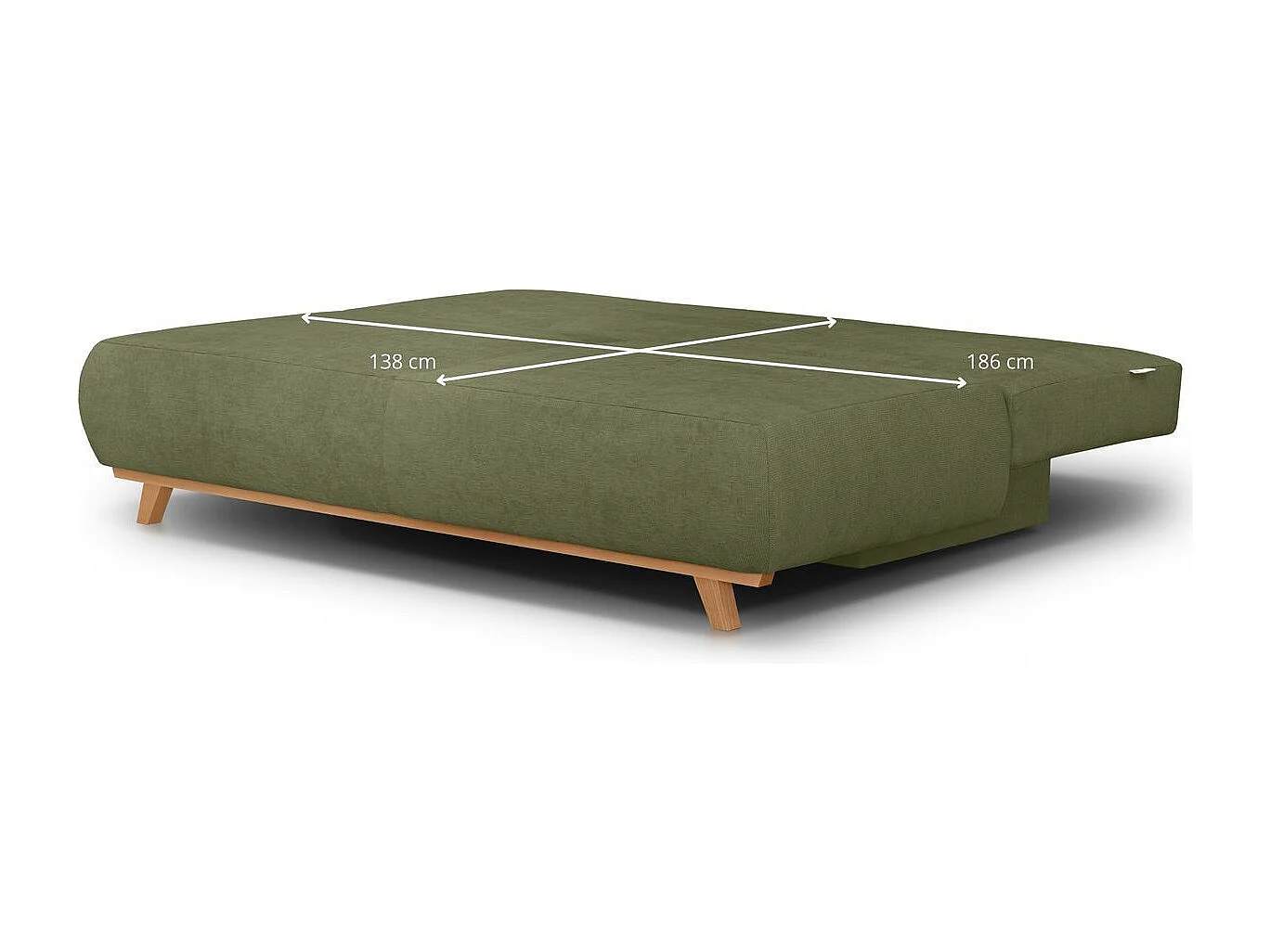 Canapé convertible 3 places avec coffre de rangement en tissu chenille vert olive - Laria