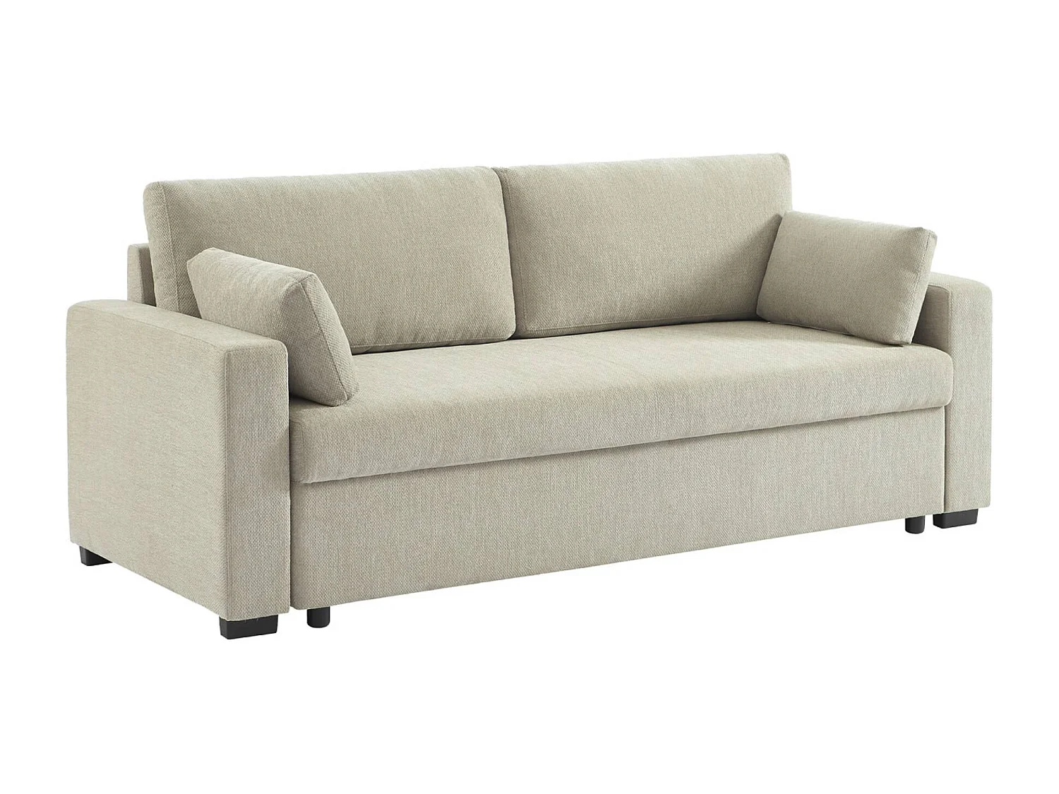 Canapé convertible 3 places tissu chenille beige L 211 x P 90 x H 86 cm - Easy