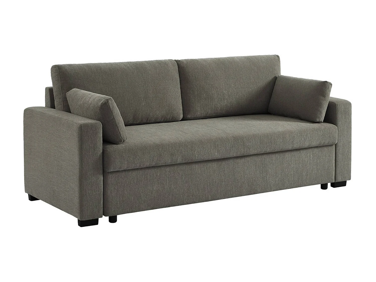 Divano letto in tessuto ciniglia, 3 posti, grigio scuro