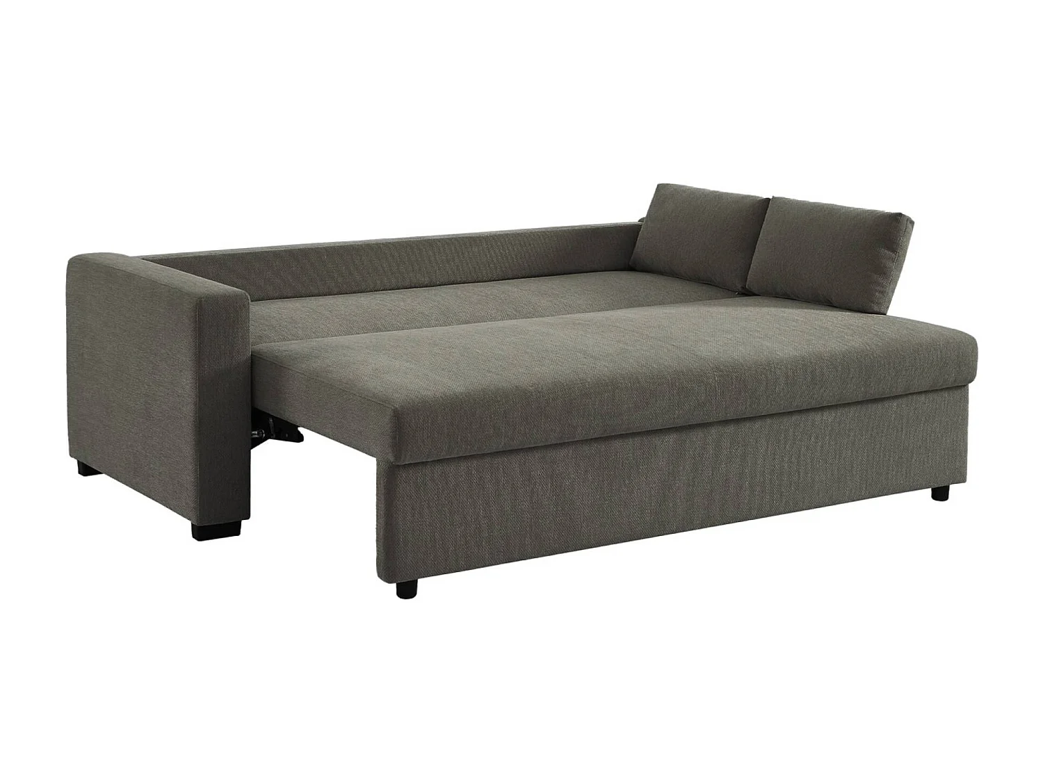 Divano letto in tessuto ciniglia, 3 posti, grigio scuro