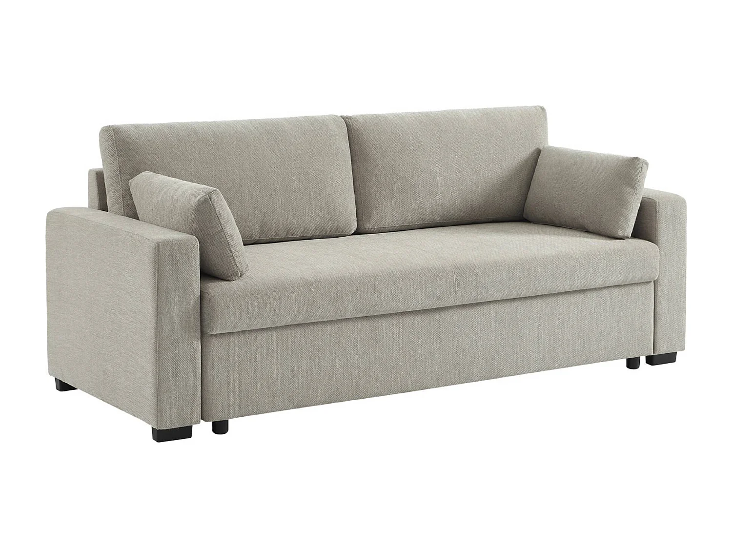 Divano letto in tessuto ciniglia, 3 posti, grigio chiaro