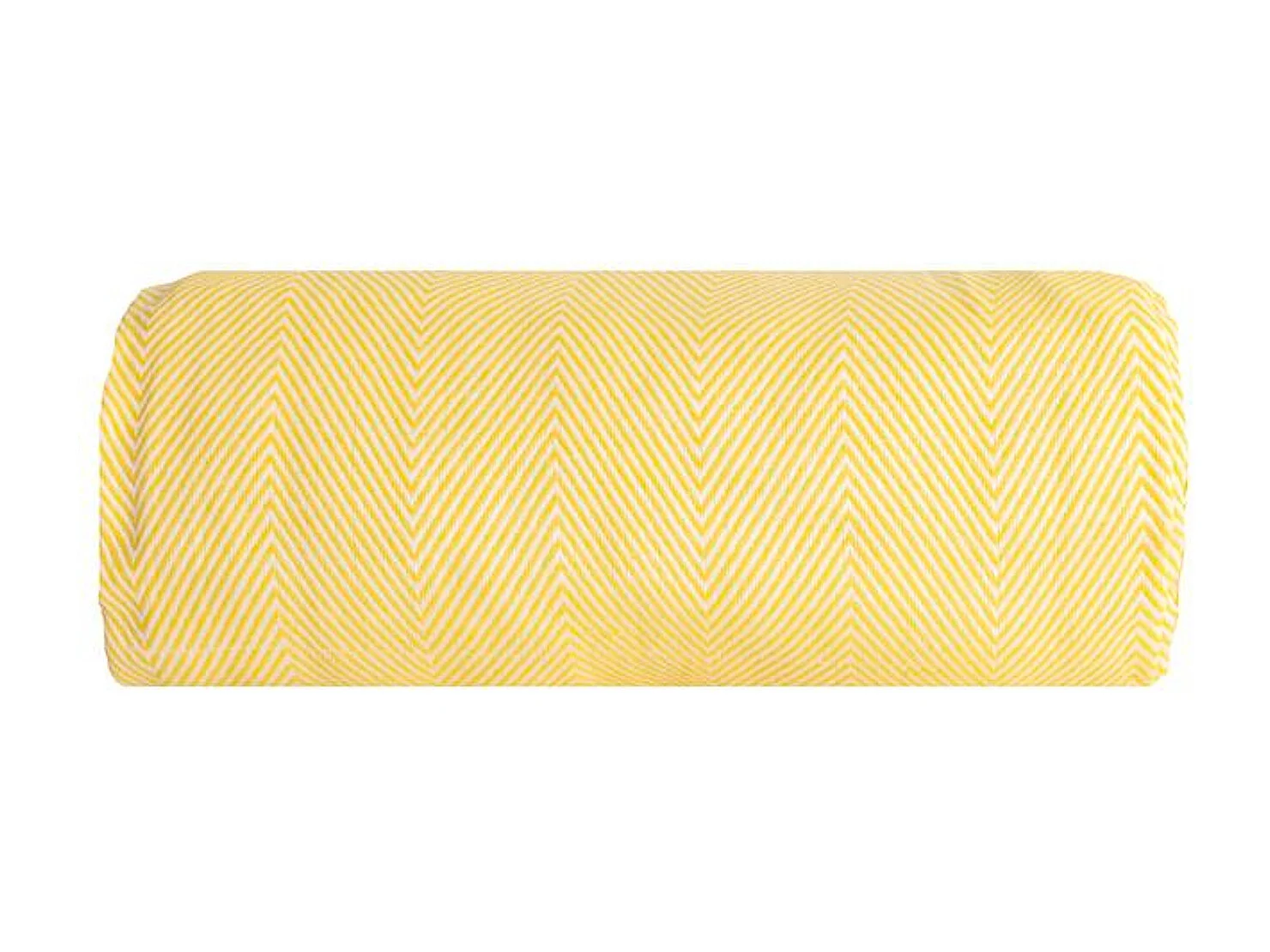 Couverture plaid 100% coton jaune avec franges 180x220cm ZIGORA - SACASA