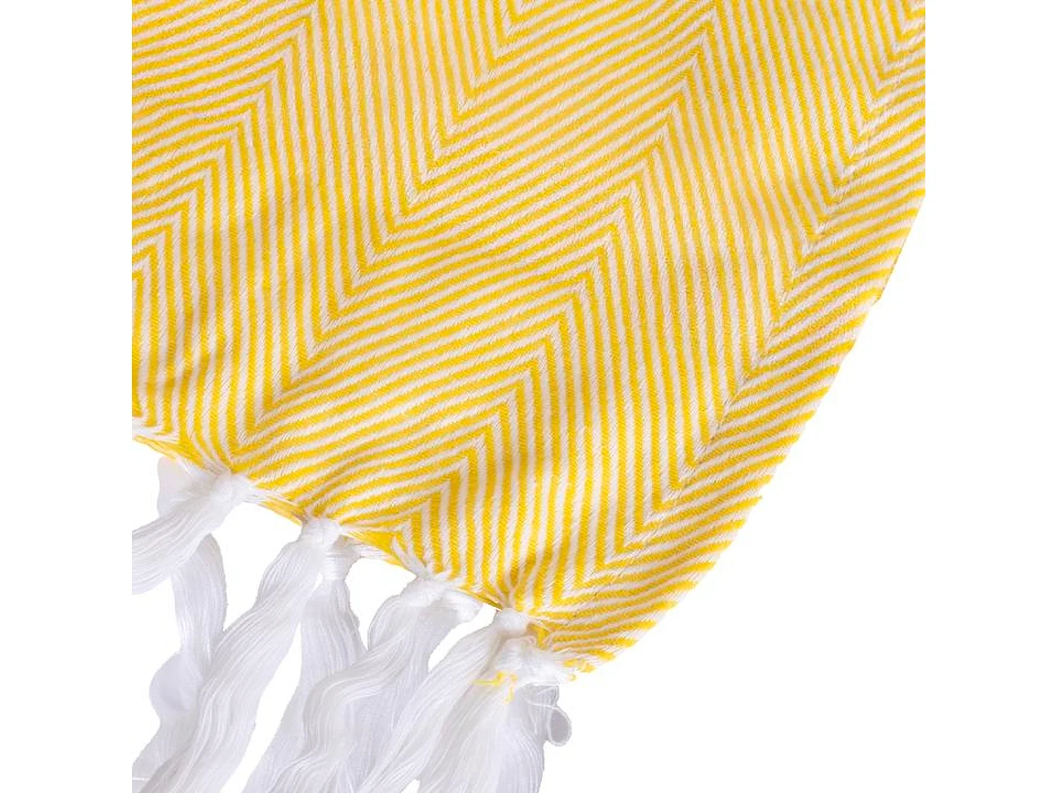 Couverture plaid 100% coton jaune avec franges 180x220cm ZIGORA - SACASA