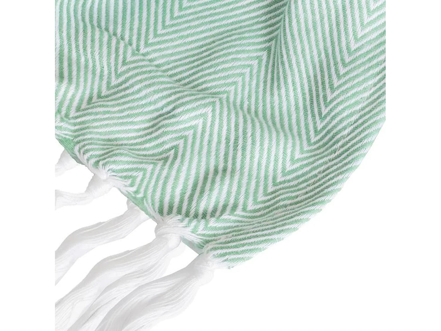 Couverture plaid 100% coton bleu turquoise avec franges 180x220cm ZIGORA - SACASA