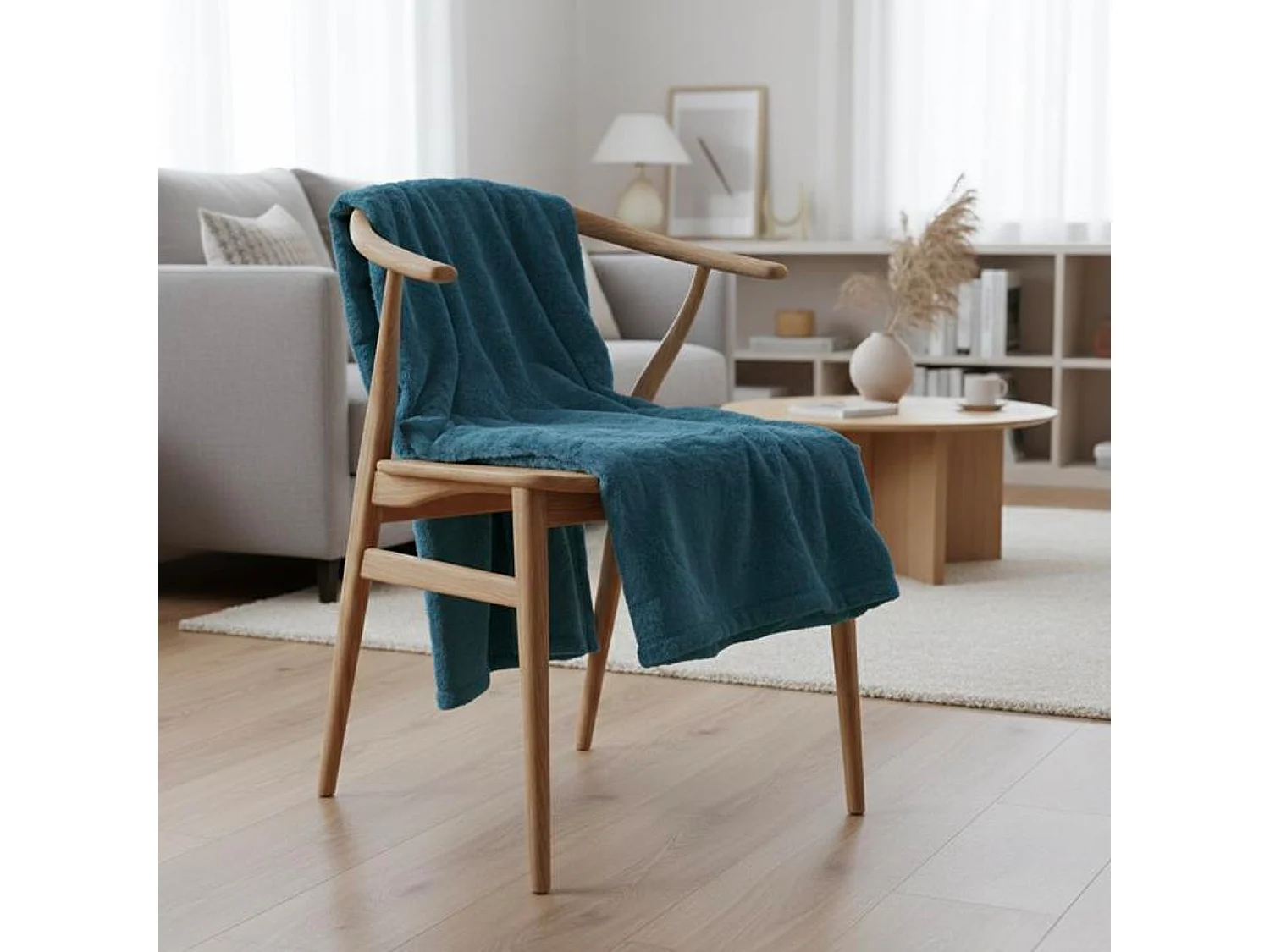 Couverture plaid bleu-vert foncé 130x170cm MINNOR - SACASA