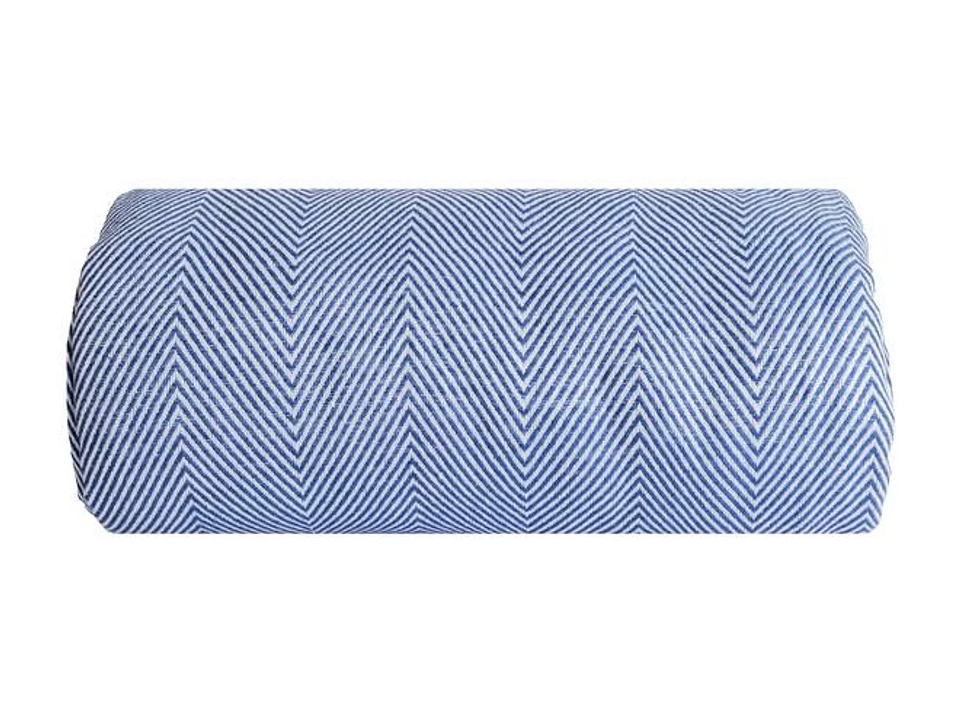 Couverture plaid 100% coton bleu marine avec franges 180x220cm ZIGORA - SACASA