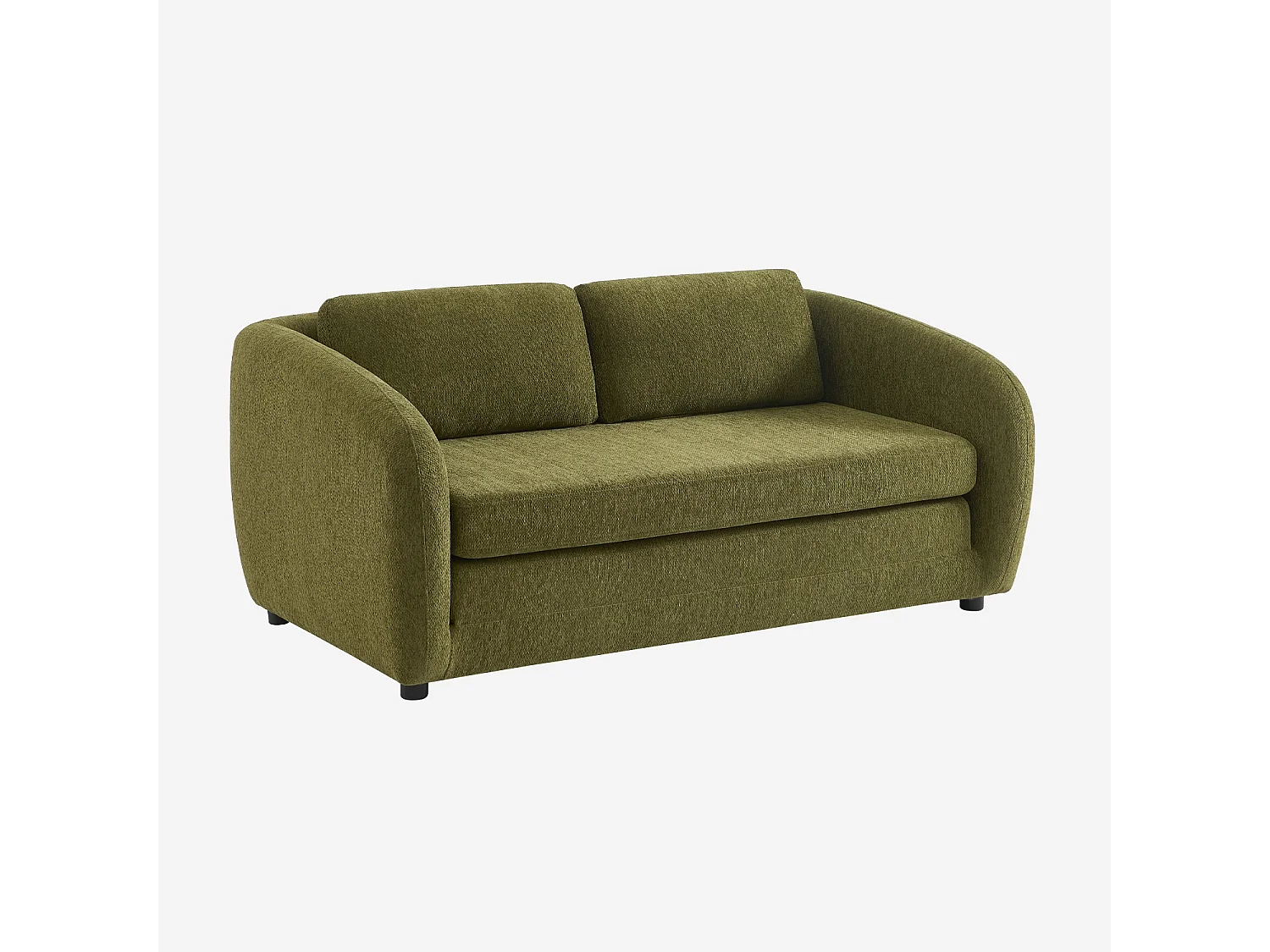 Canapé convertible 2 places tissu chenille kaki - L 170 x P 95 x H 76cm - Twist