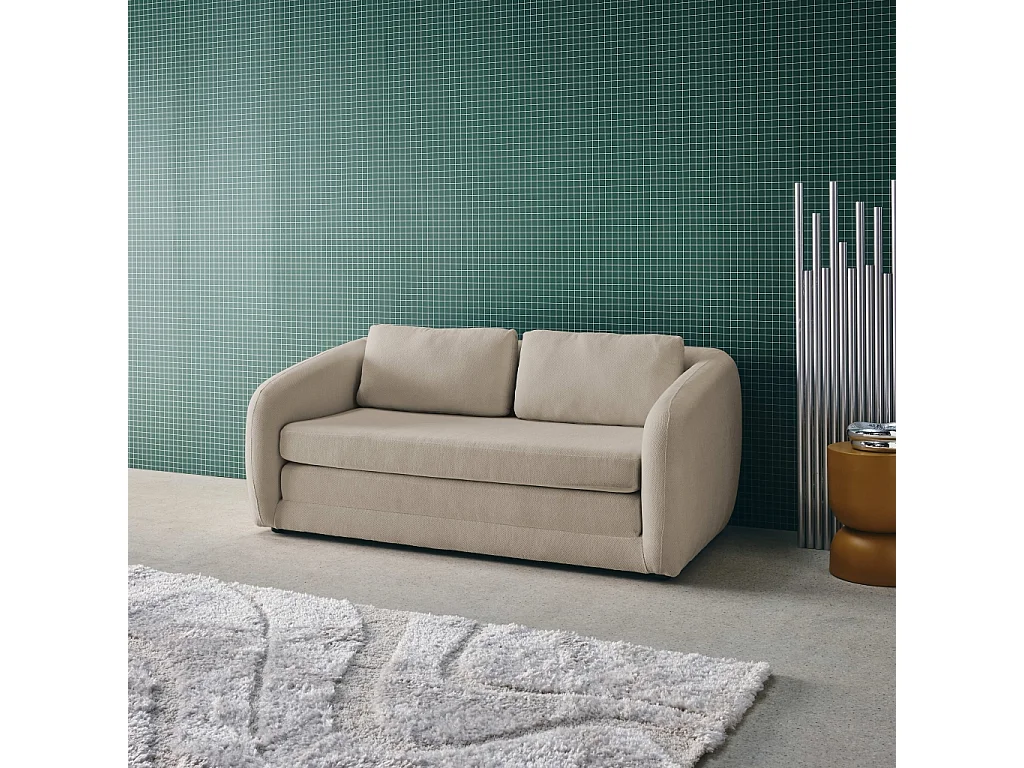 Sofá cama convertible con tejido chenilla, 2 plazas gris claro