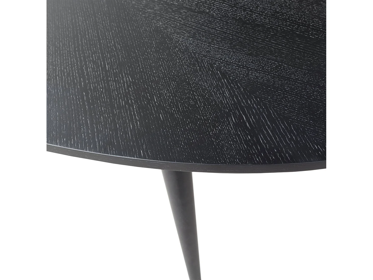 Table à manger ovale bois d'hévéa et placage chêne 6 places noir - L 190 x l 100 x H 75 cm - Diane