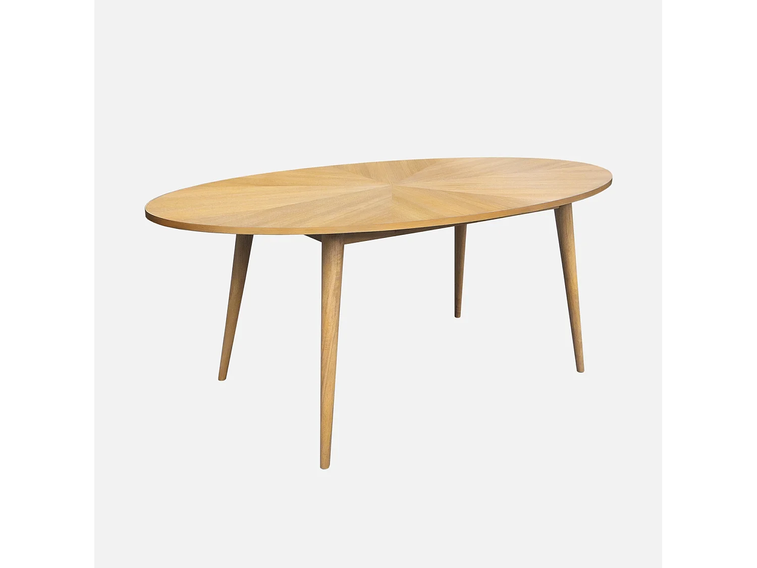 Mesa de comedor ovalada de madera de hevea y chapa de roble para 6
