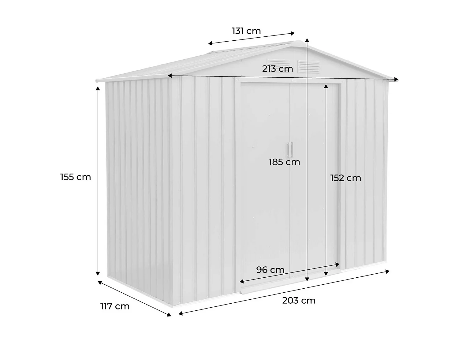 Abri de jardin en métal - Houtland. 2.71 m² chêne - Cabane à outils avec double portes coulissantes. kit de fixation sol inclus. L 213 x P 131 x H 185cm